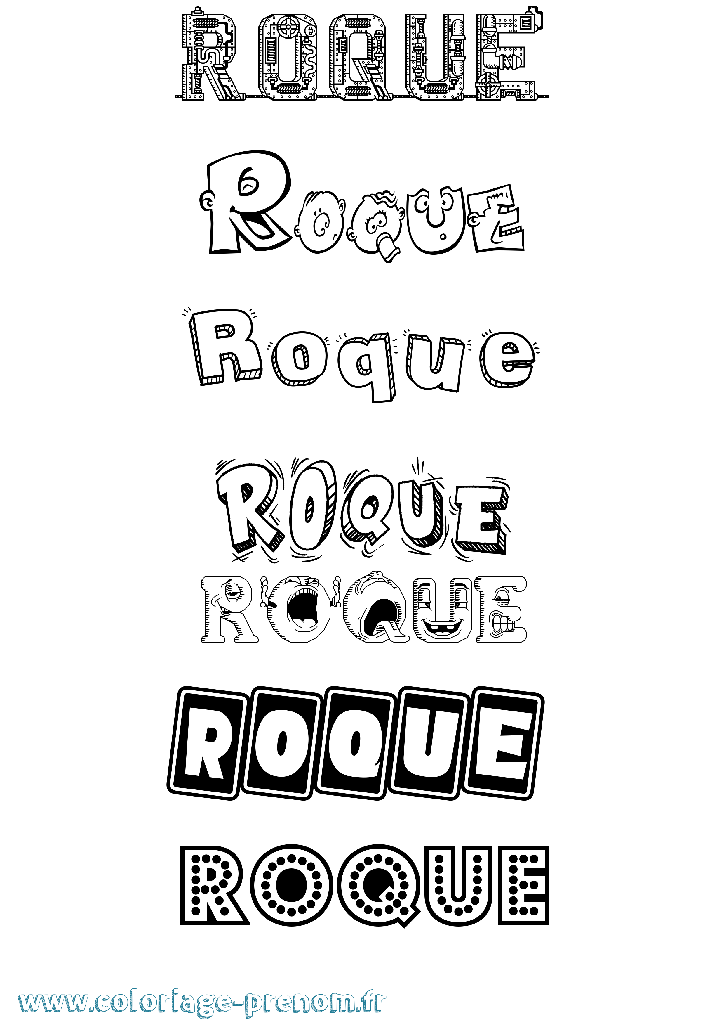 Coloriage prénom Roque Fun