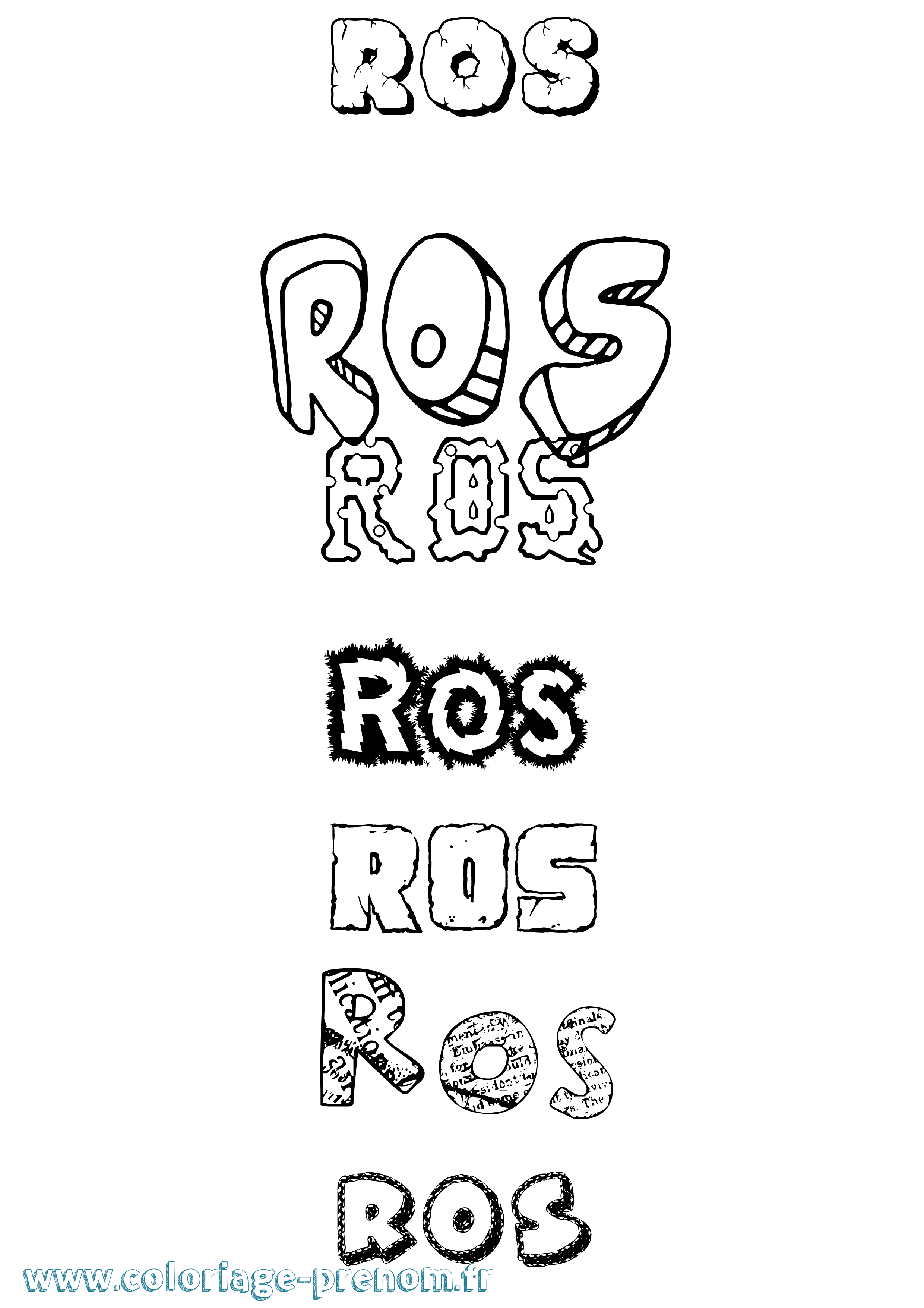 Coloriage prénom Ros Destructuré