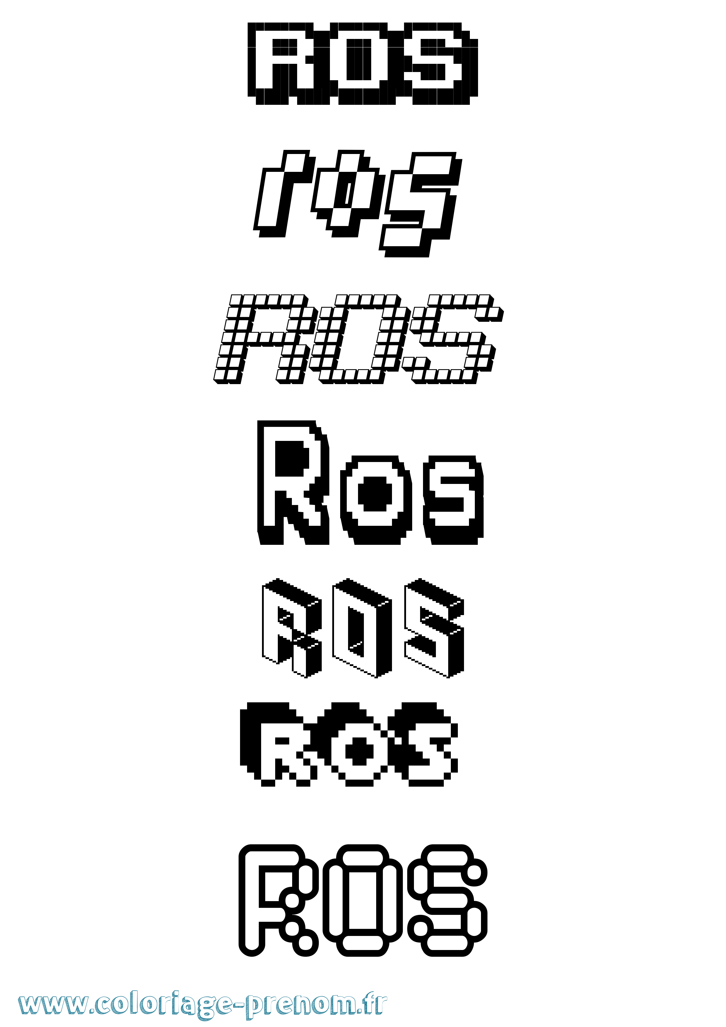 Coloriage prénom Ros Pixel