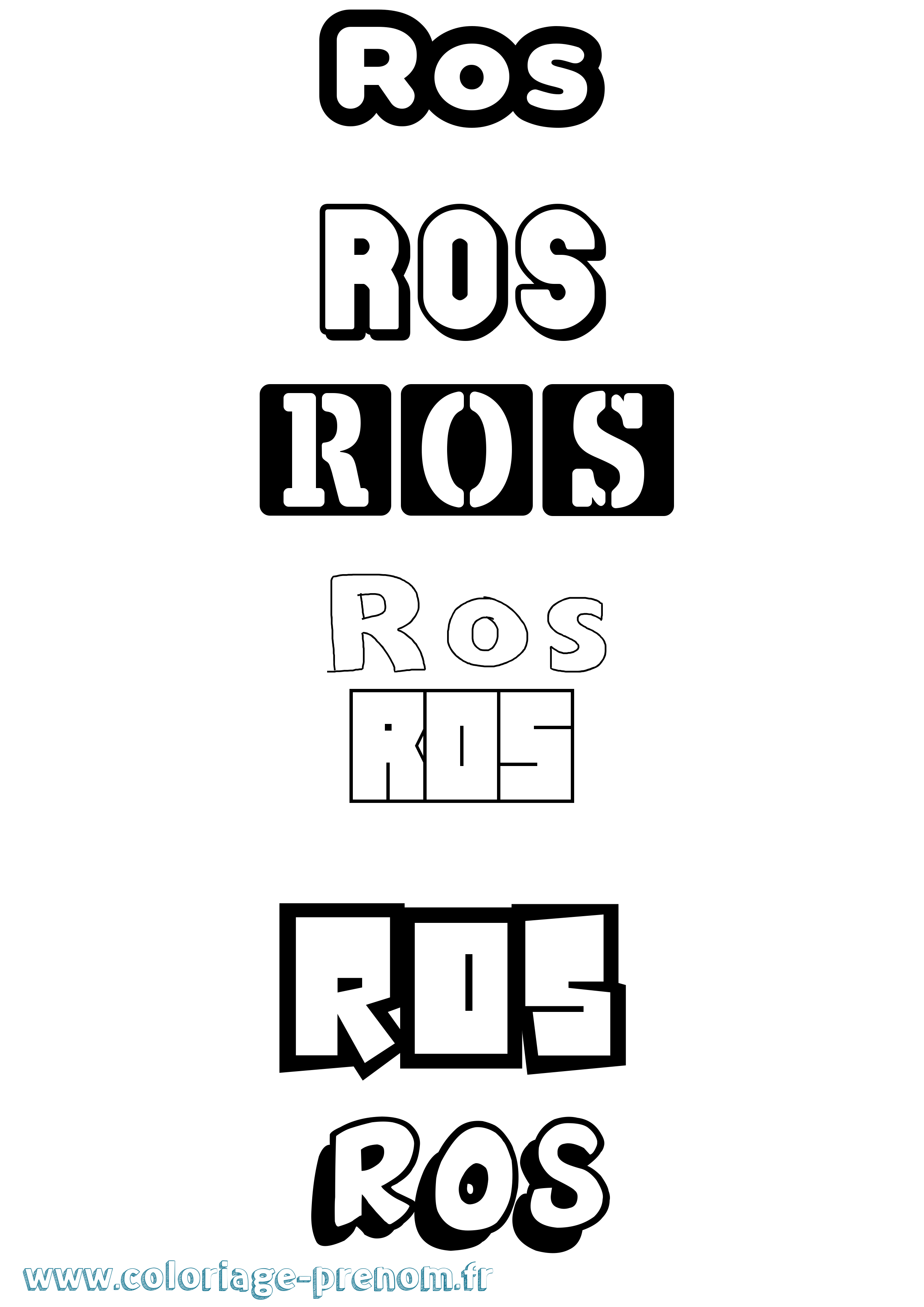 Coloriage prénom Ros Simple
