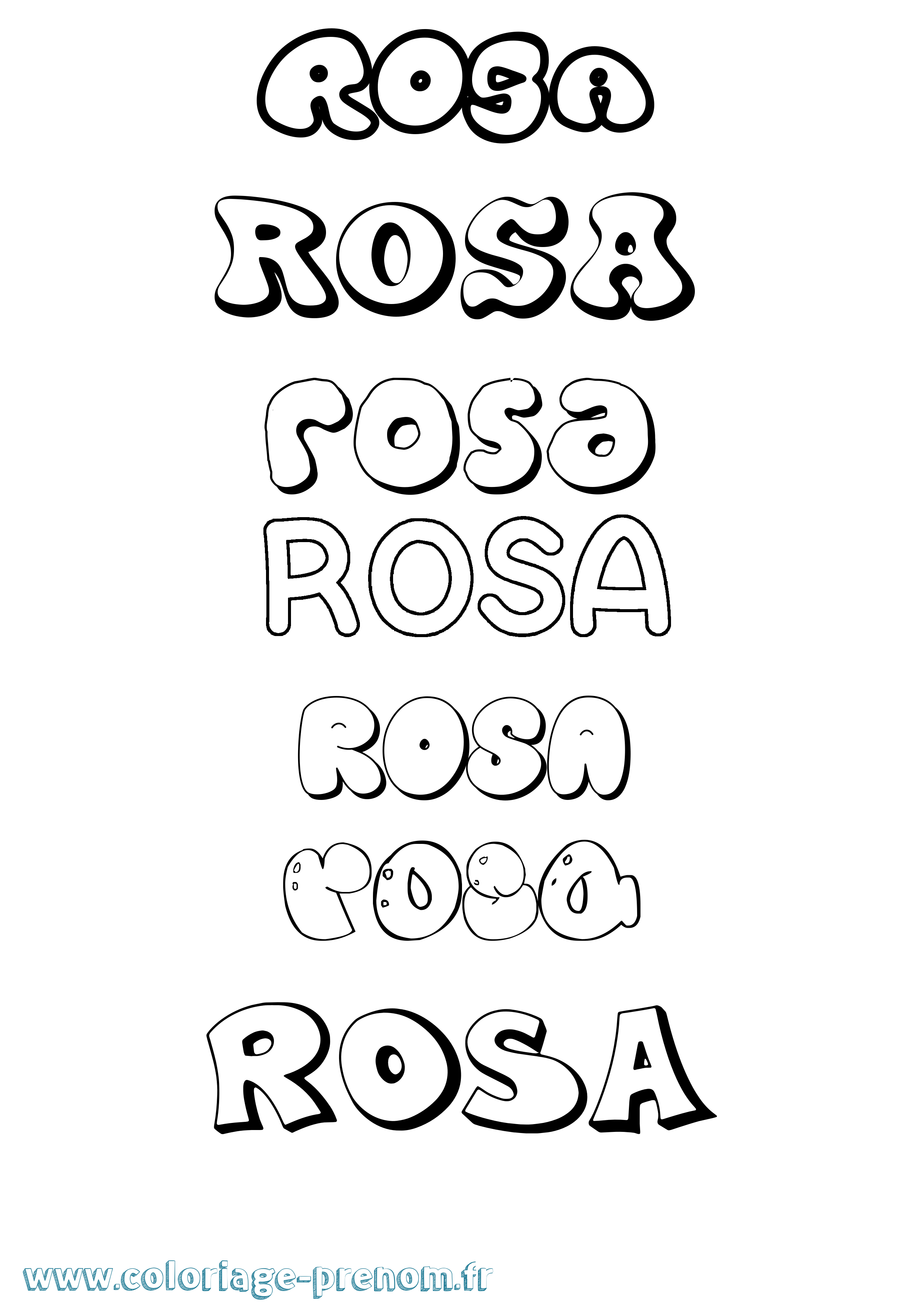 Coloriage prénom Rosa Bubble