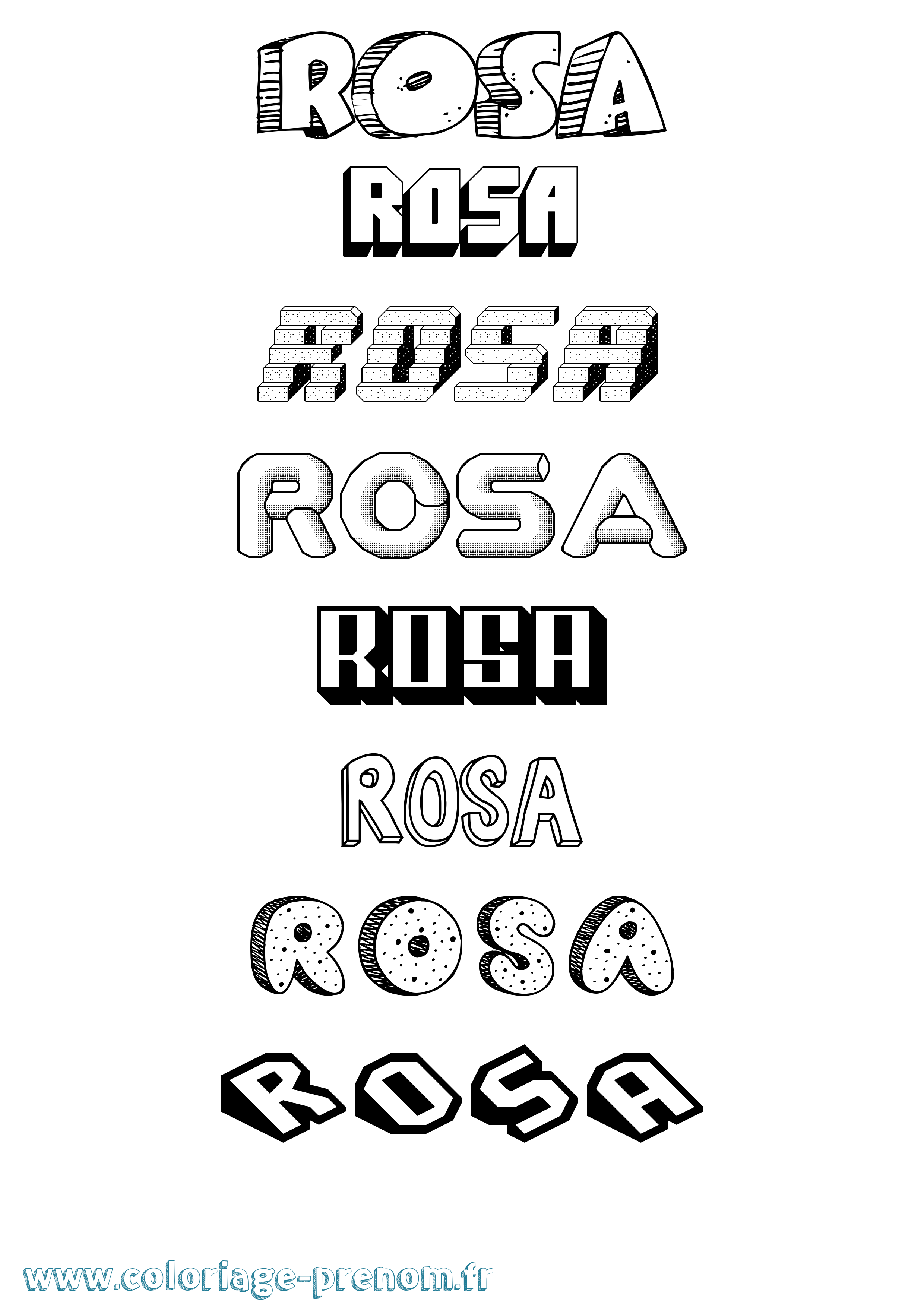 Coloriage prénom Rosa Effet 3D