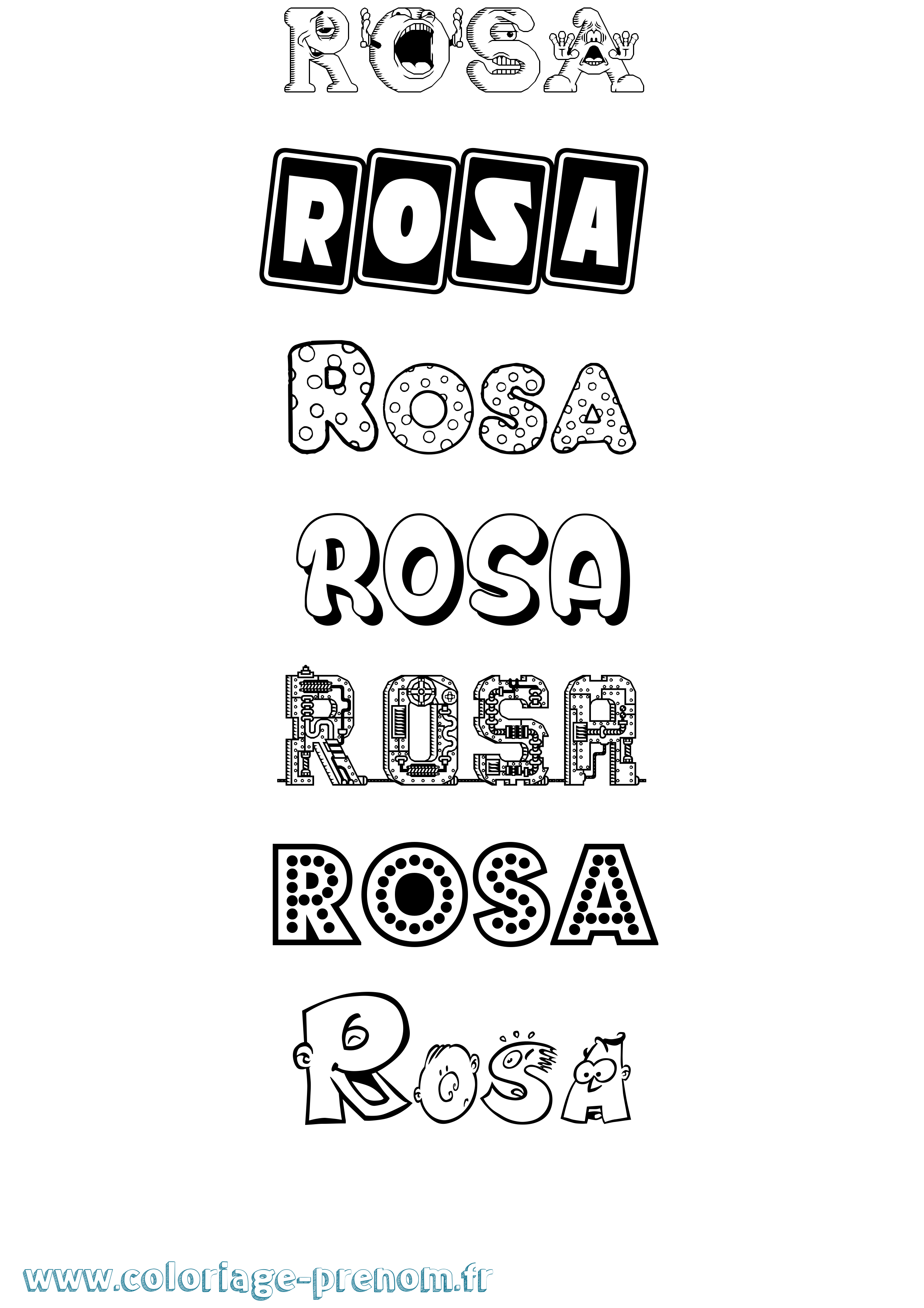 Coloriage prénom Rosa Fun