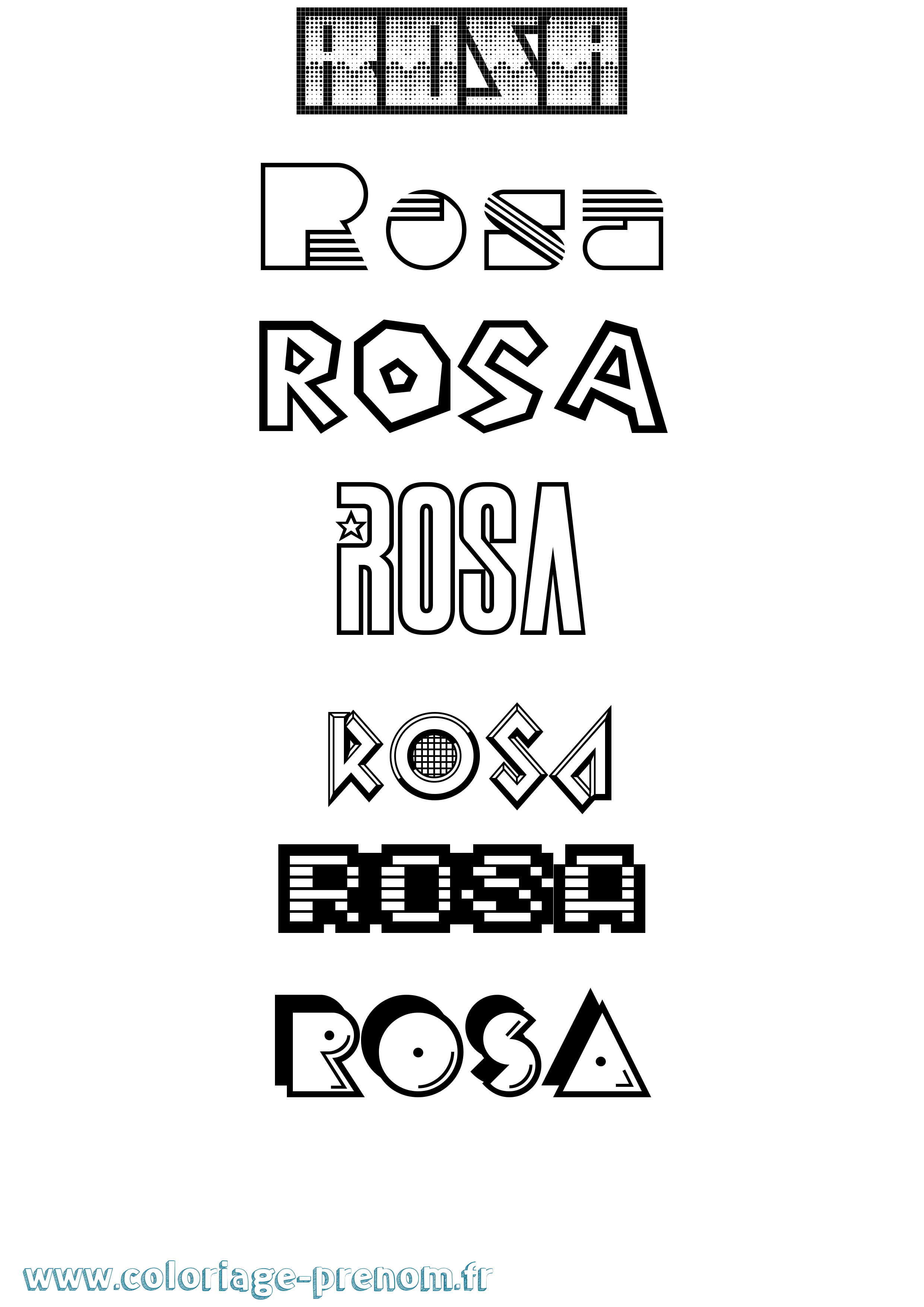 Coloriage prénom Rosa Jeux Vidéos