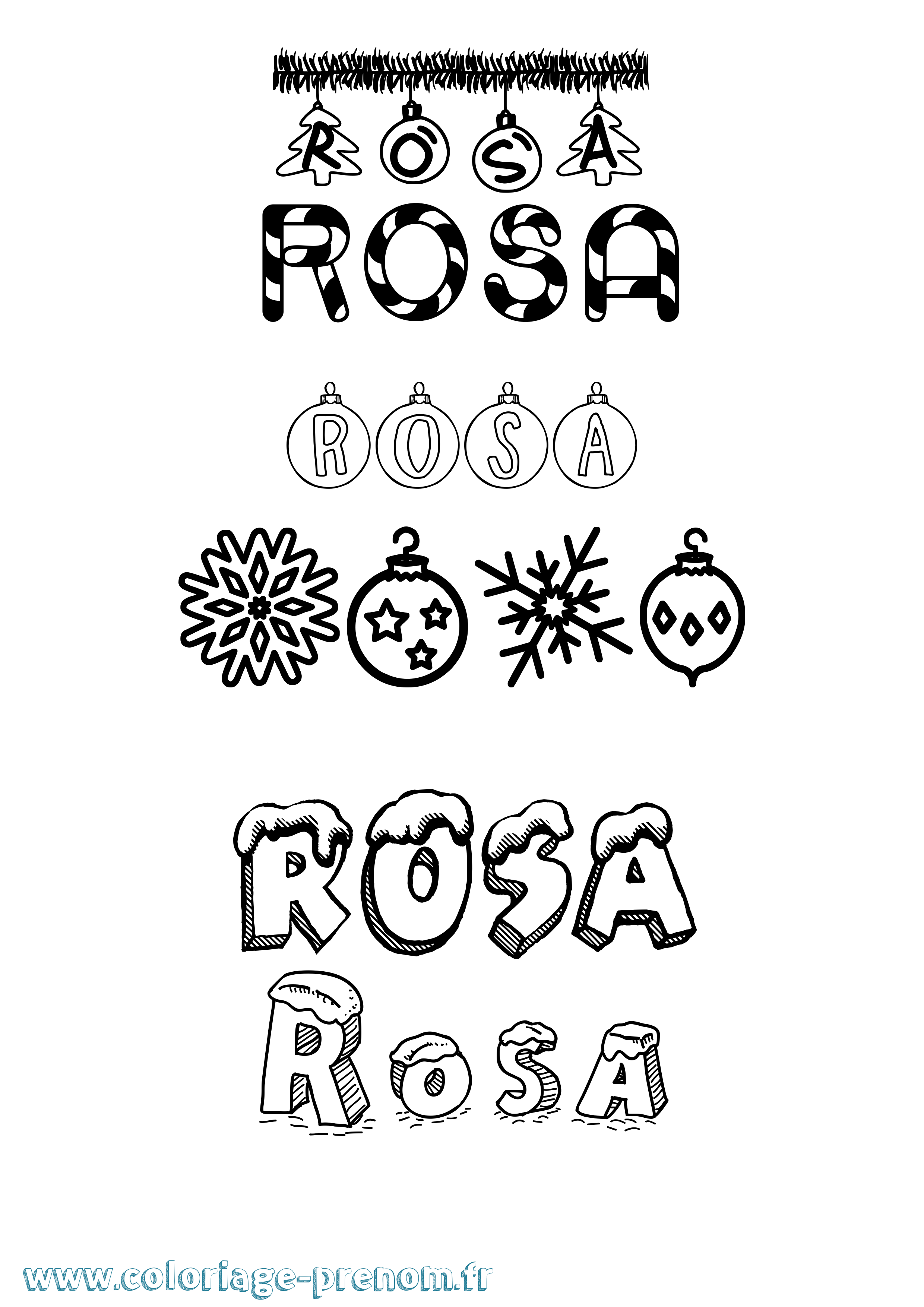 Coloriage prénom Rosa Noël
