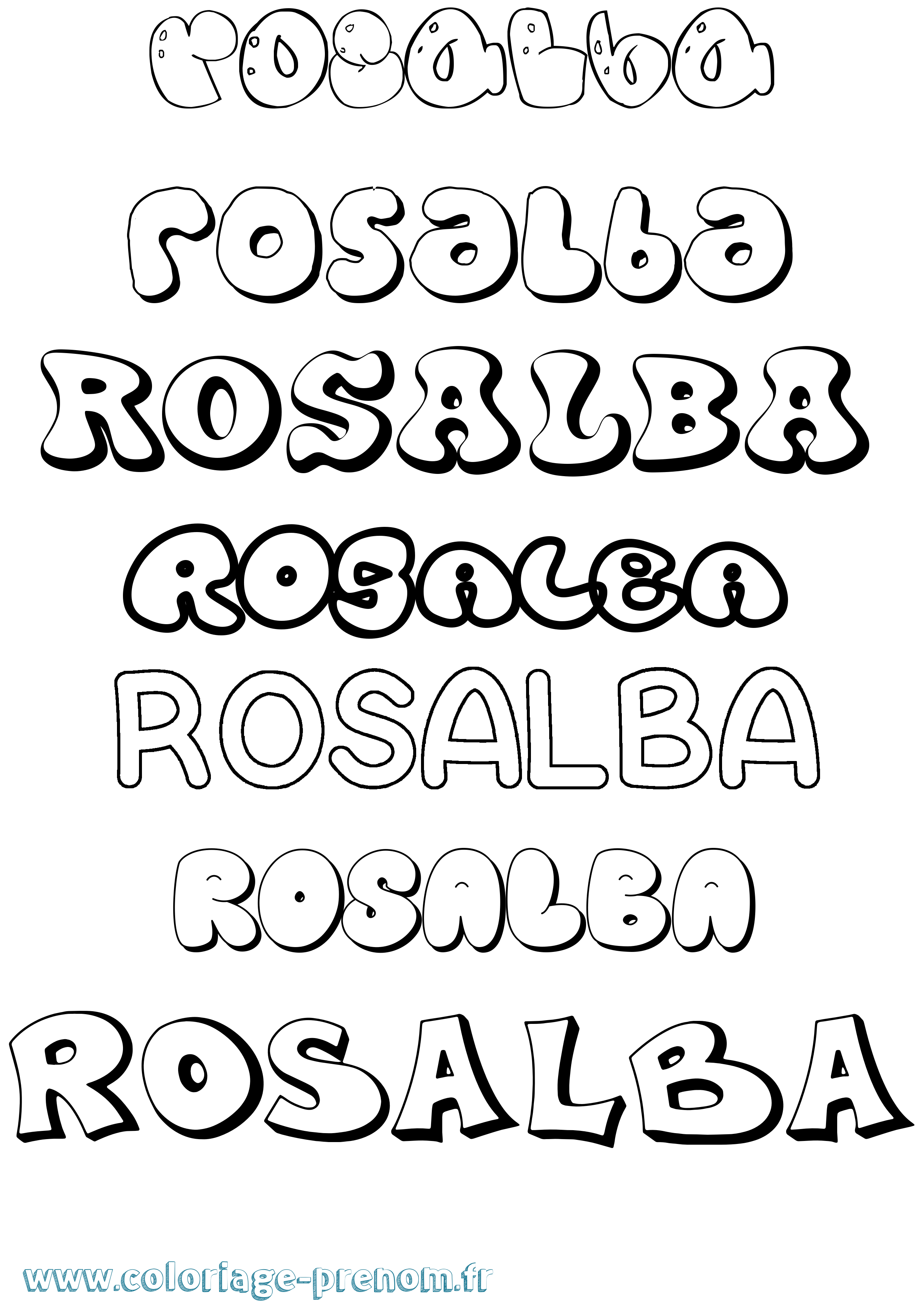 Coloriage prénom Rosalba Bubble