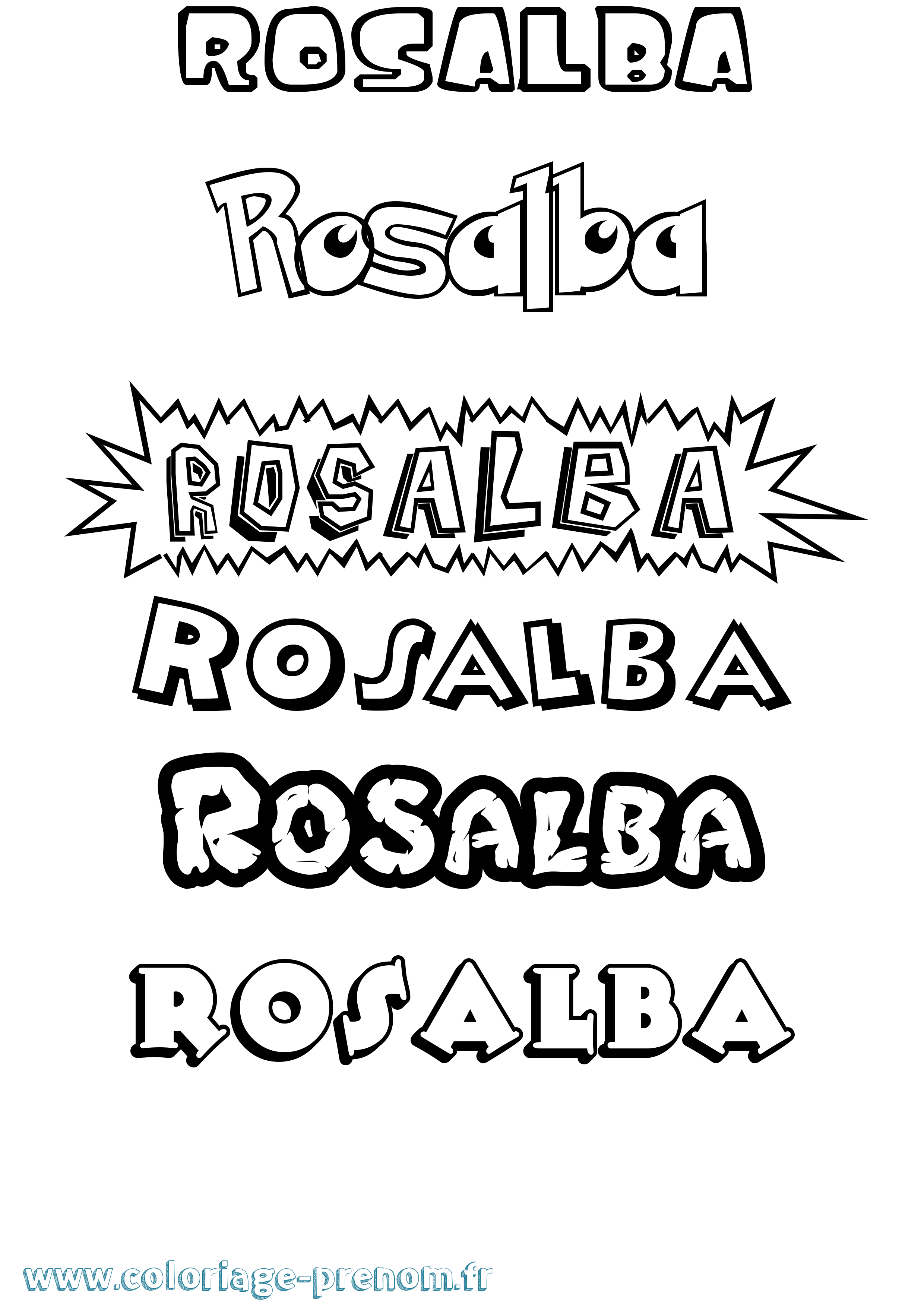 Coloriage prénom Rosalba Dessin Animé