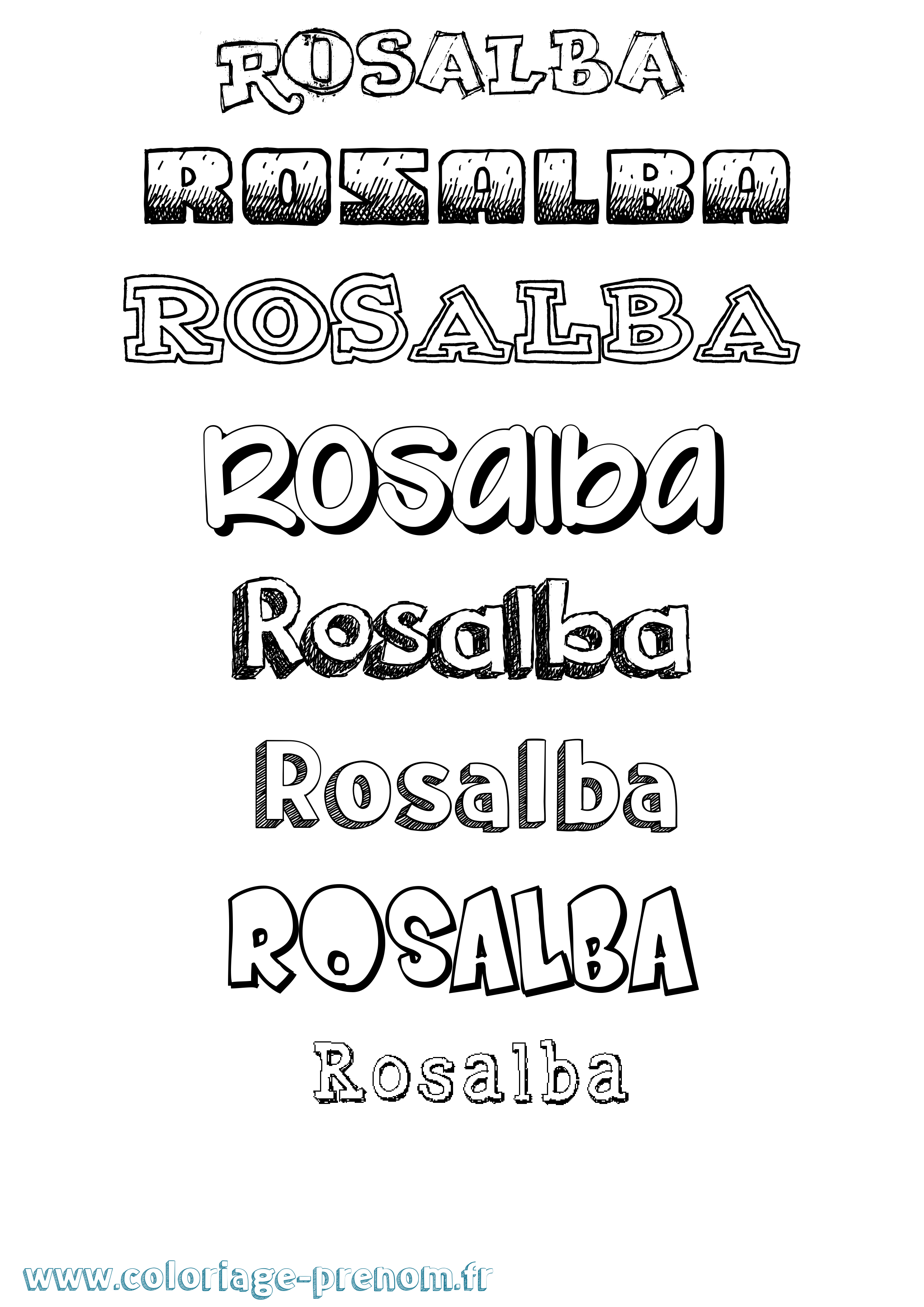 Coloriage prénom Rosalba Dessiné