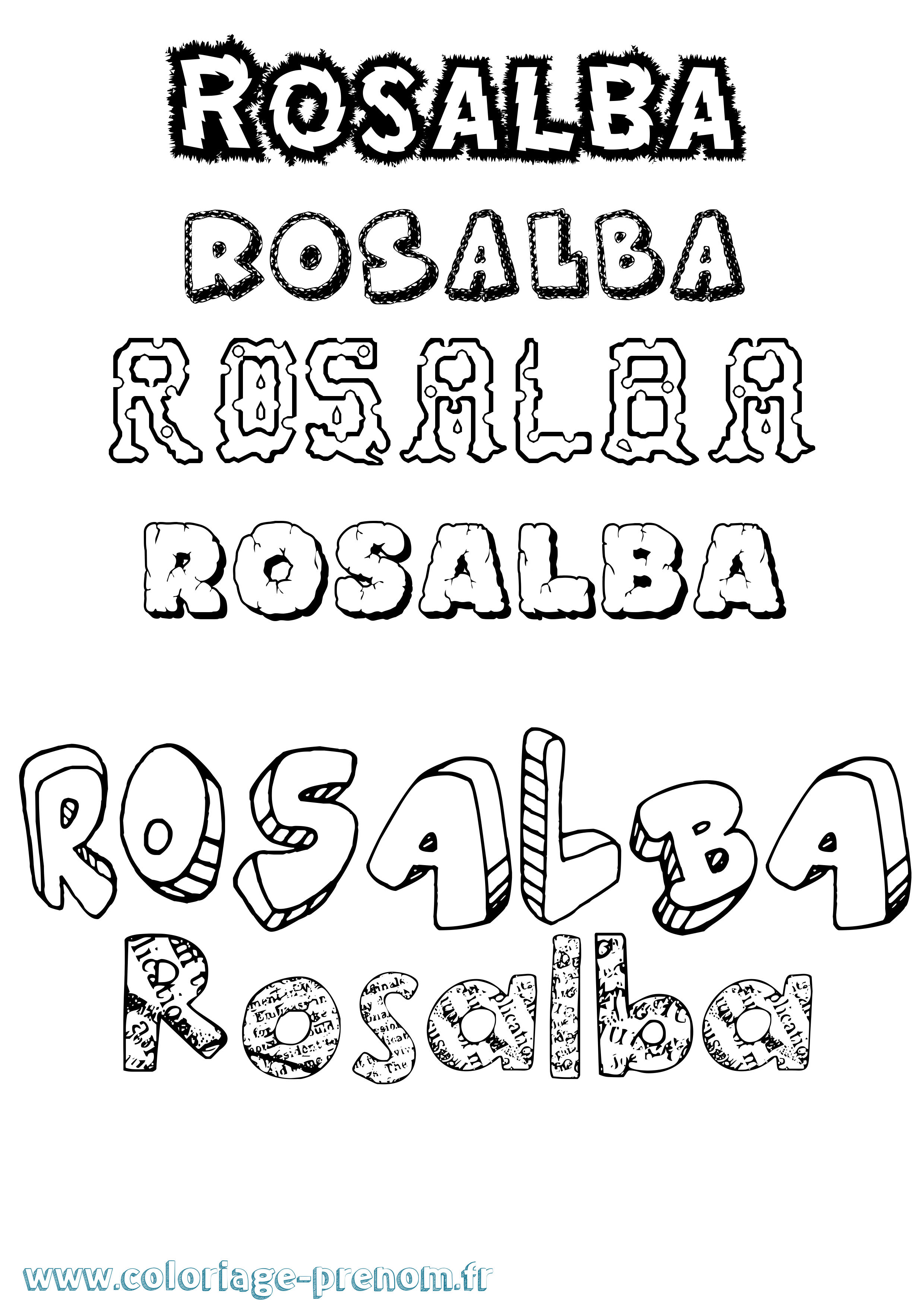 Coloriage prénom Rosalba Destructuré