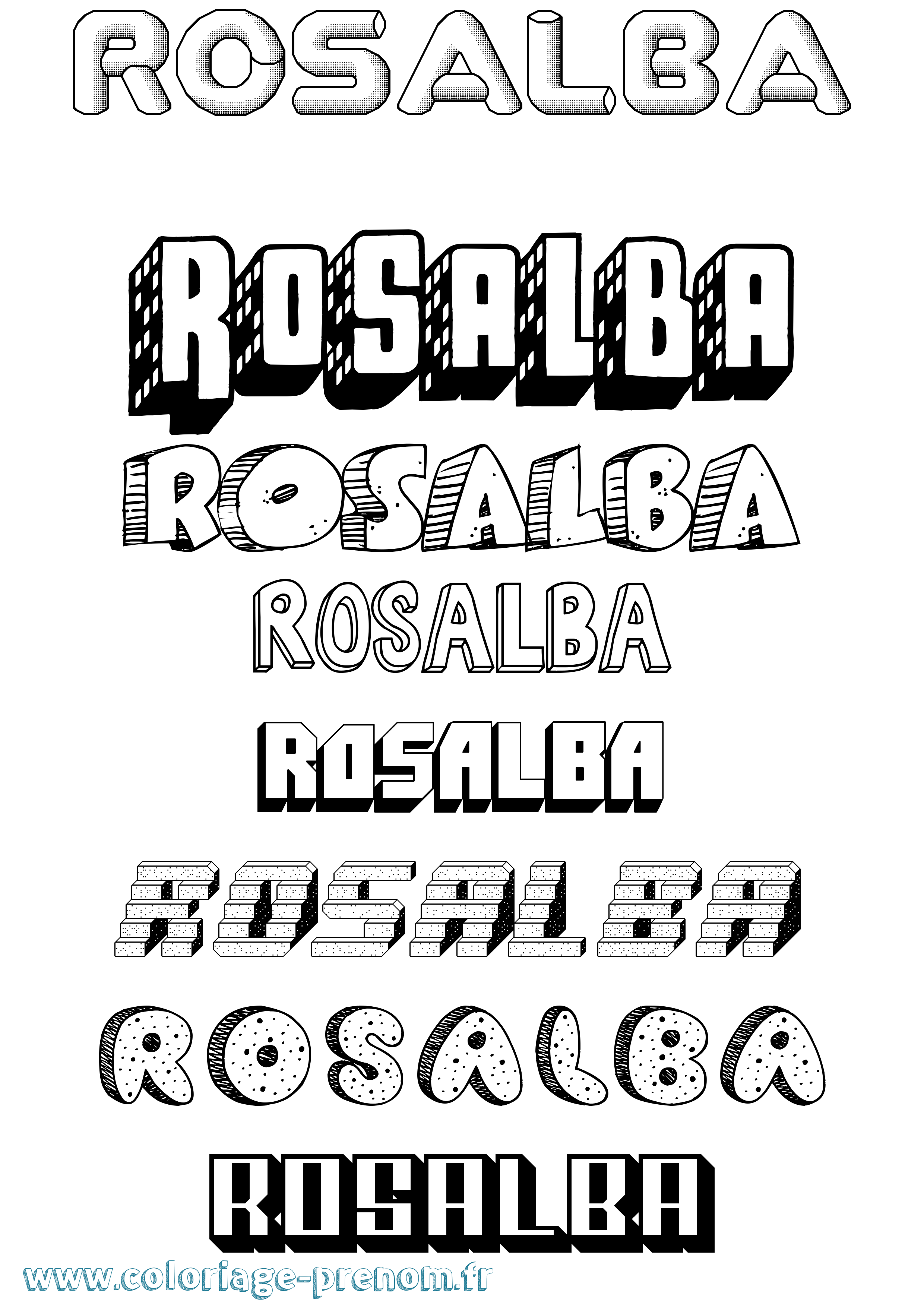 Coloriage prénom Rosalba Effet 3D