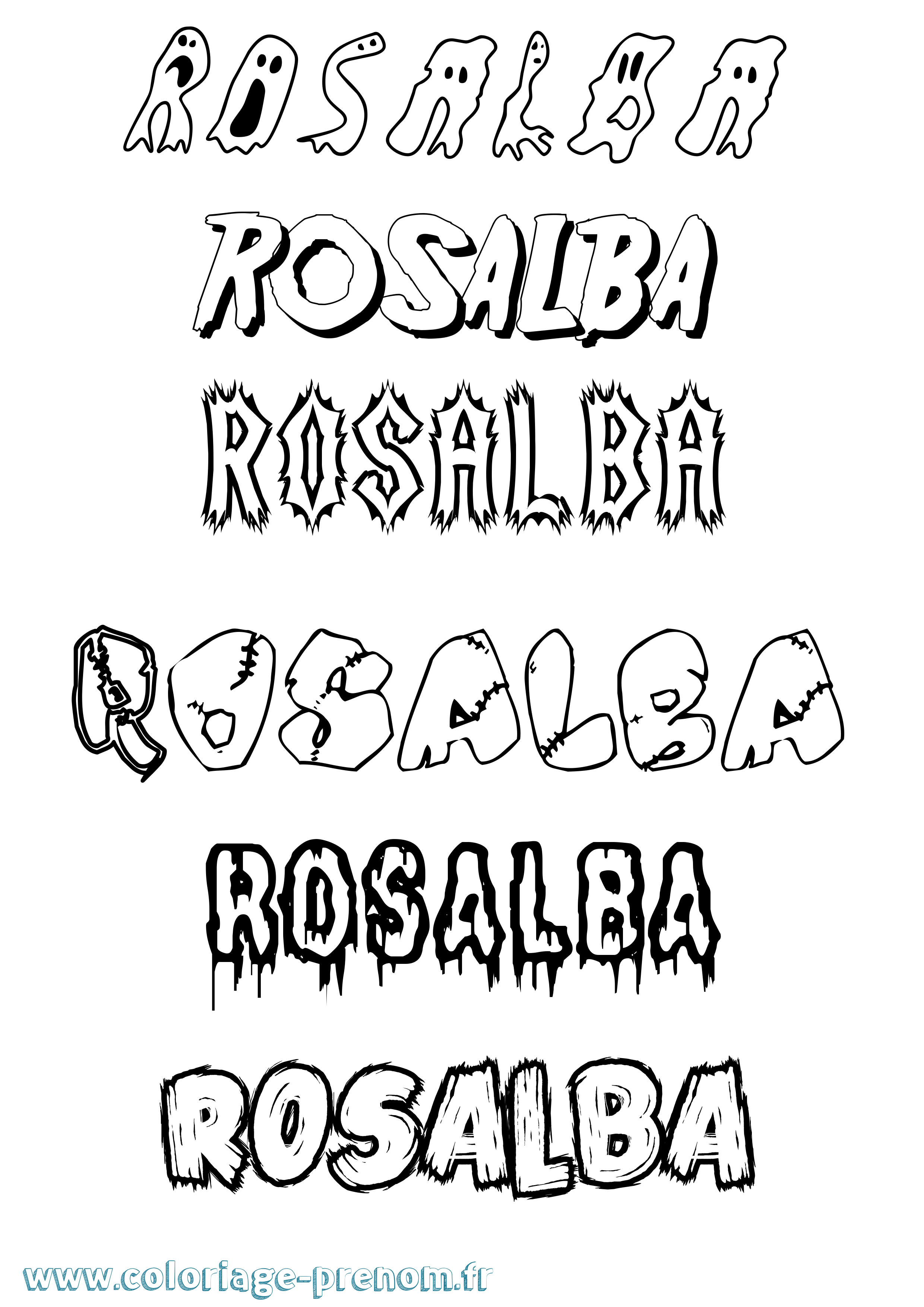Coloriage prénom Rosalba Frisson