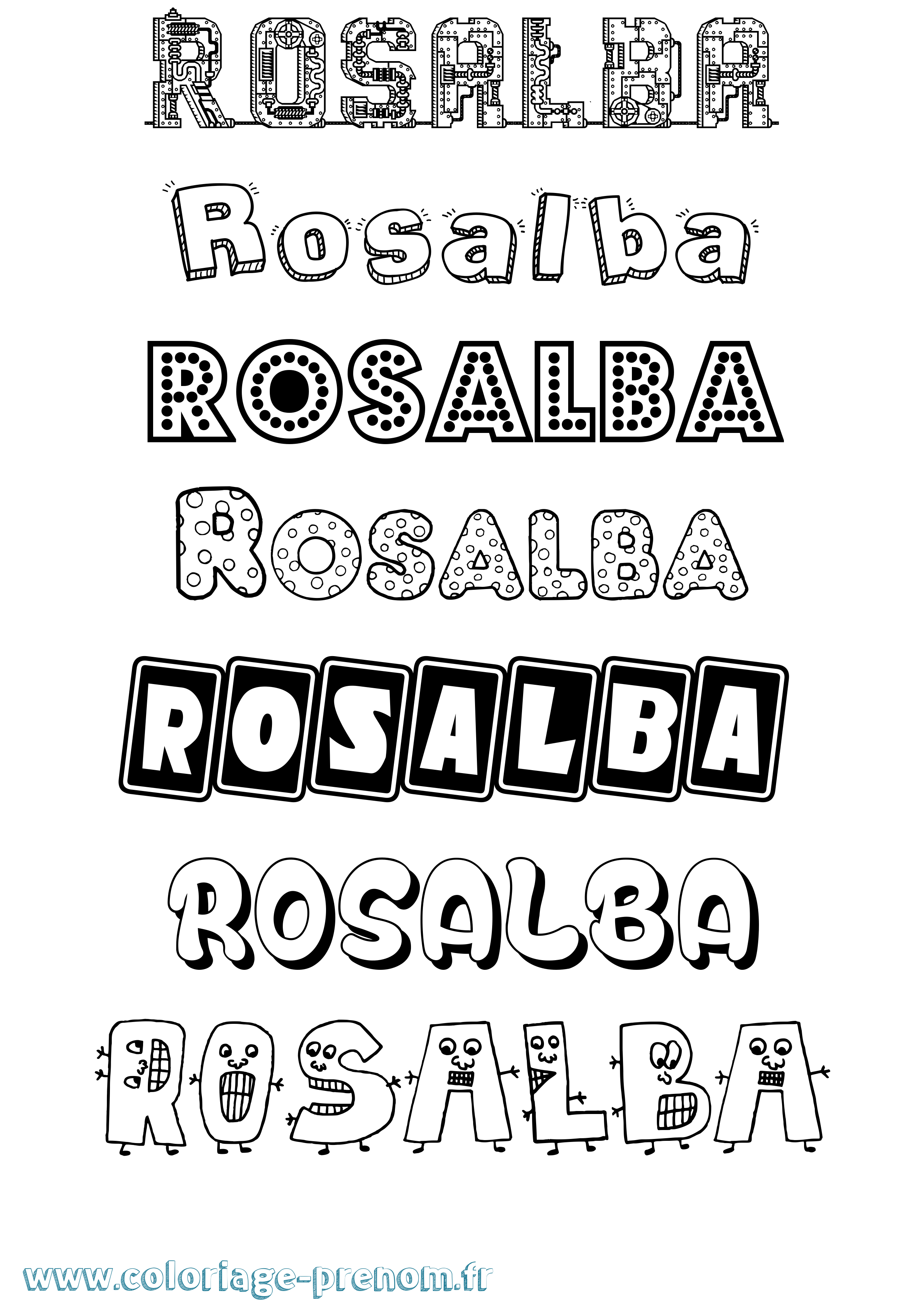 Coloriage prénom Rosalba Fun