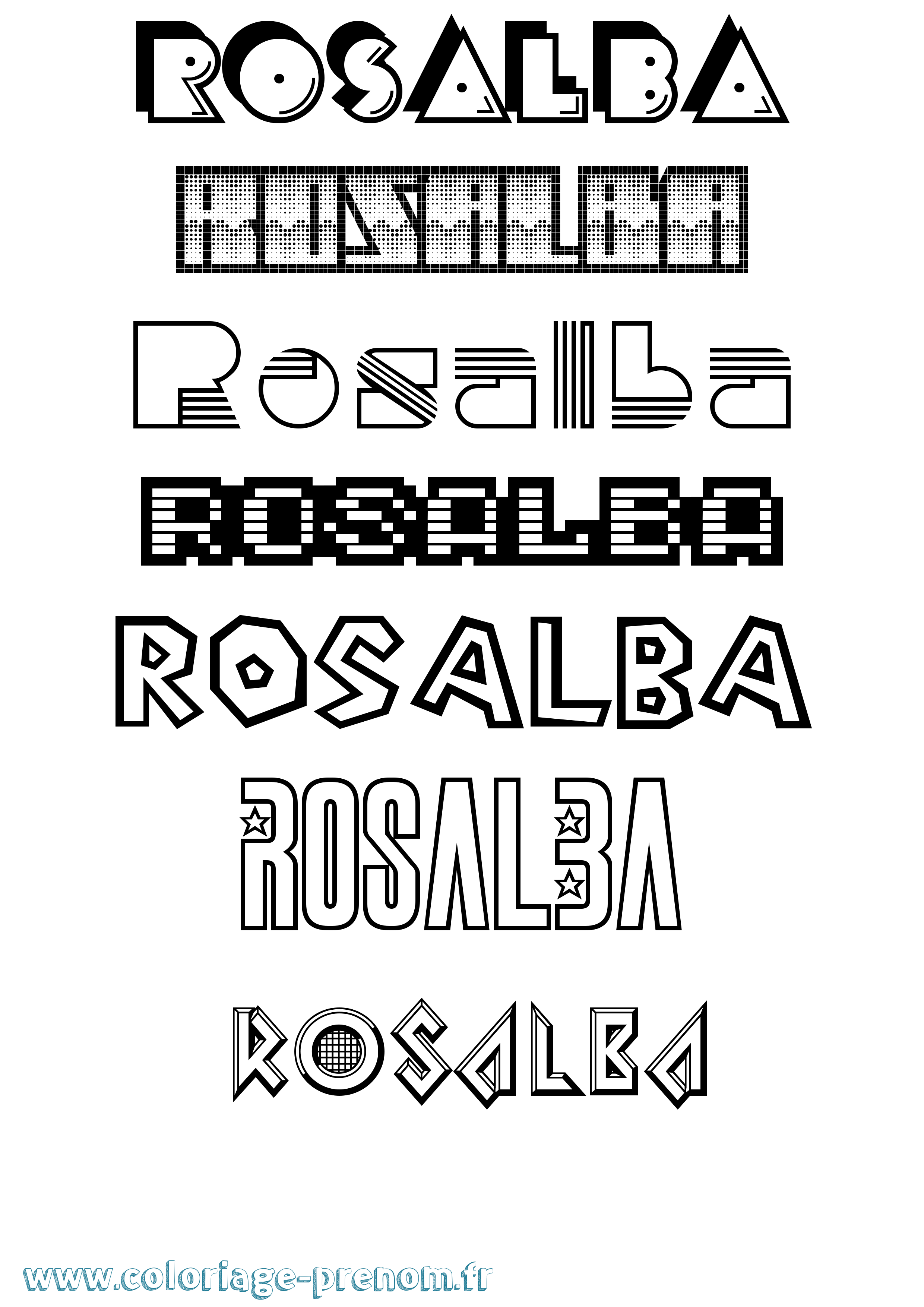 Coloriage prénom Rosalba Jeux Vidéos