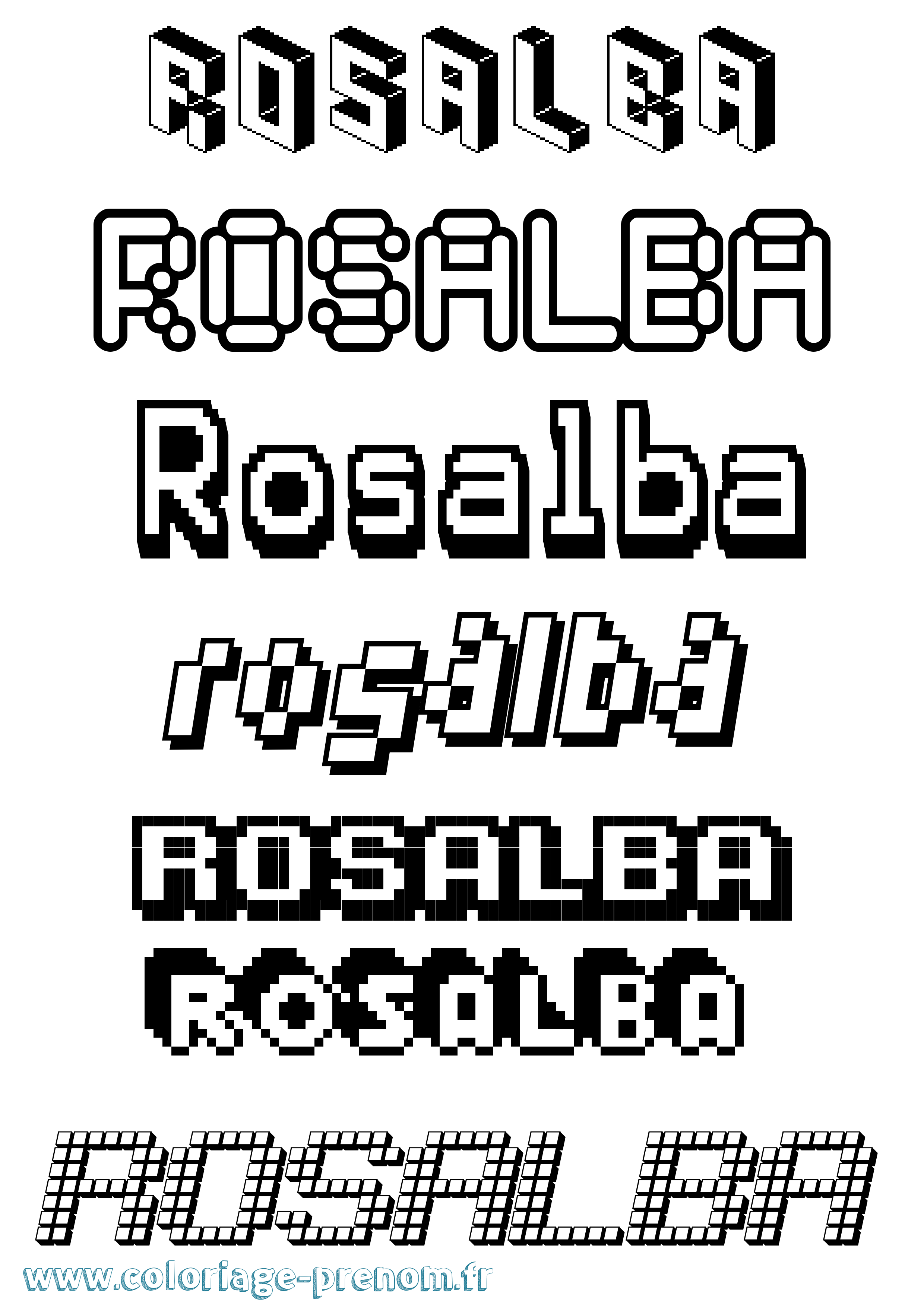 Coloriage prénom Rosalba Pixel