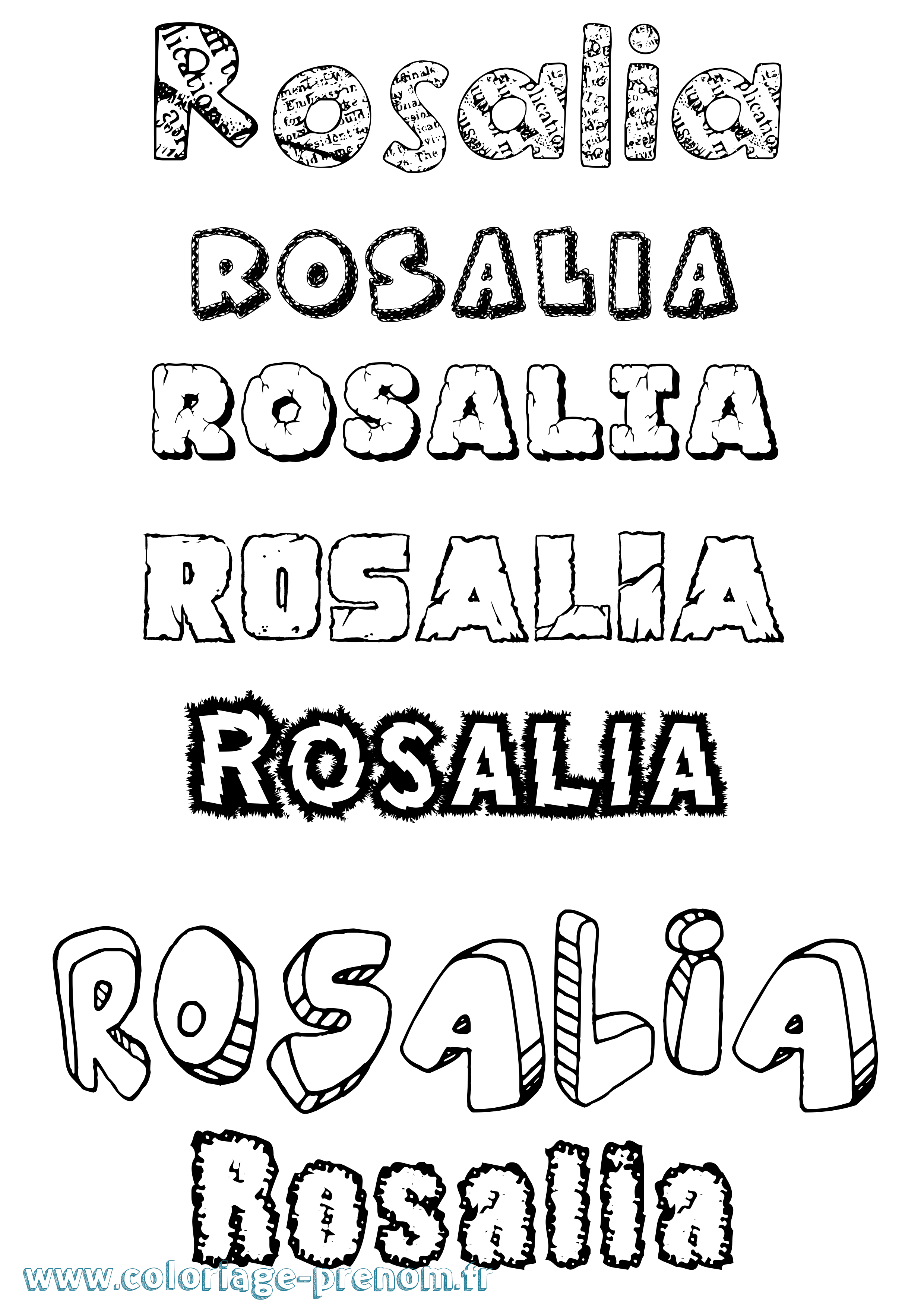 Coloriage prénom Rosalia Destructuré