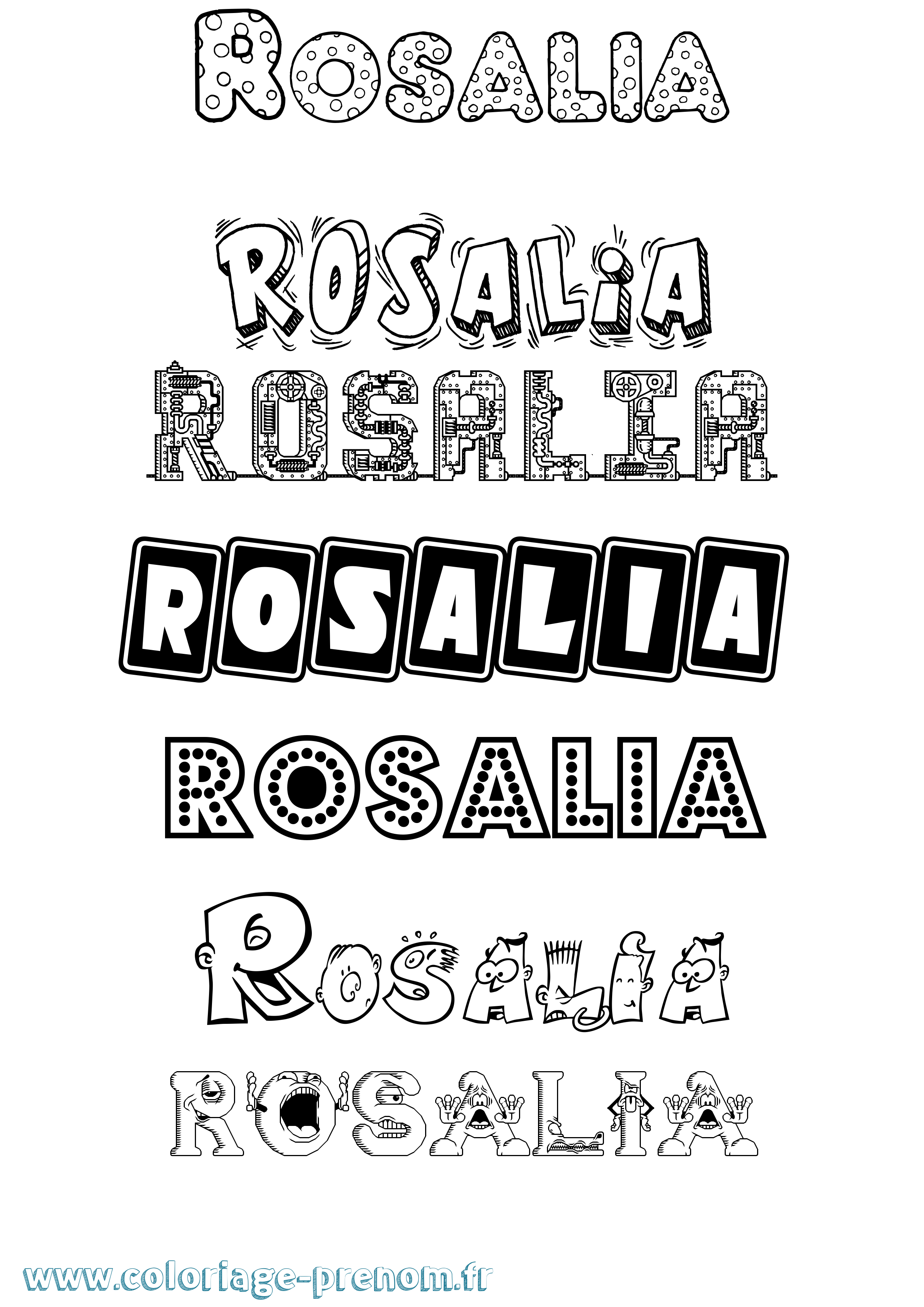 Coloriage prénom Rosalia Fun