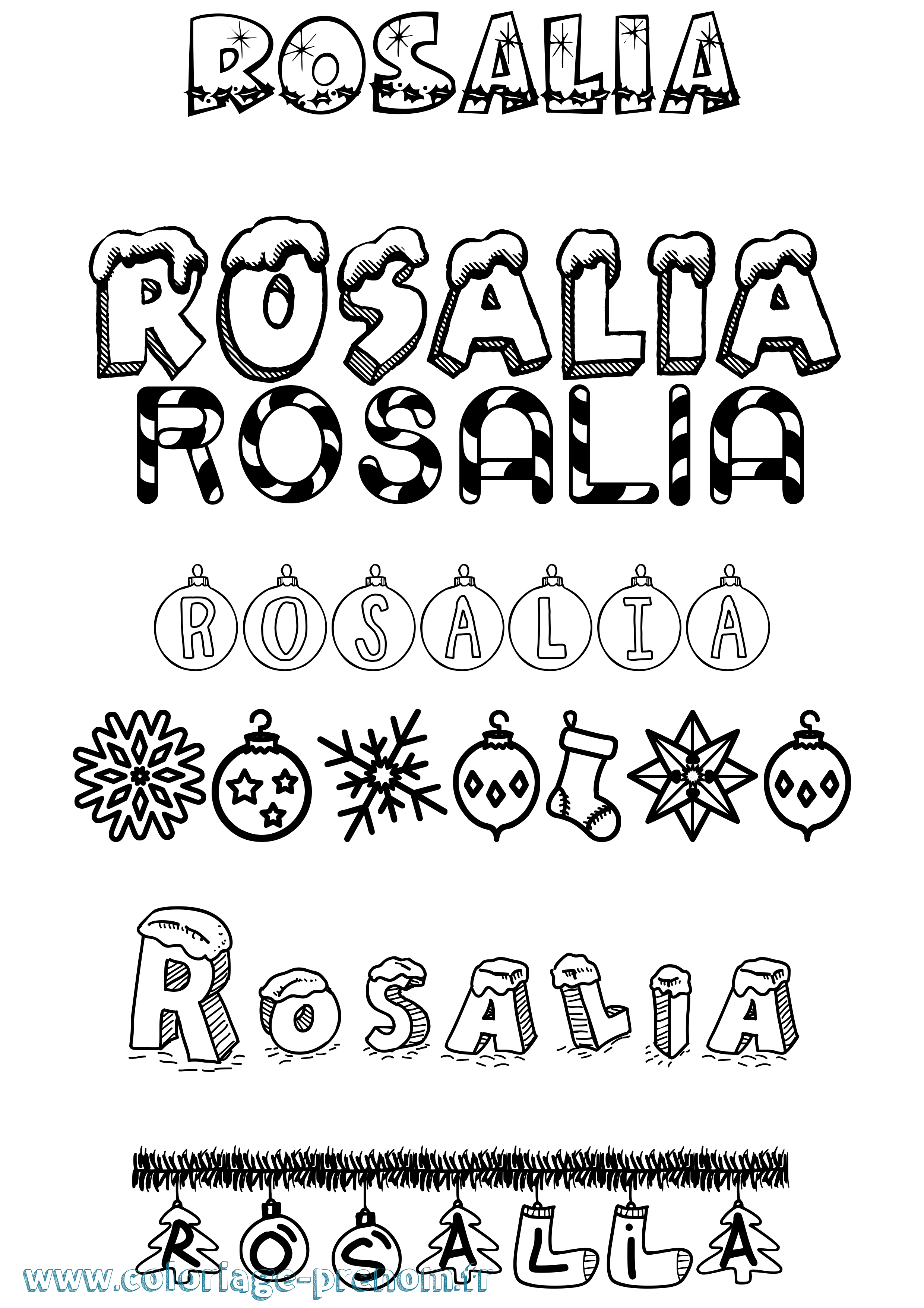 Coloriage prénom Rosalia Noël