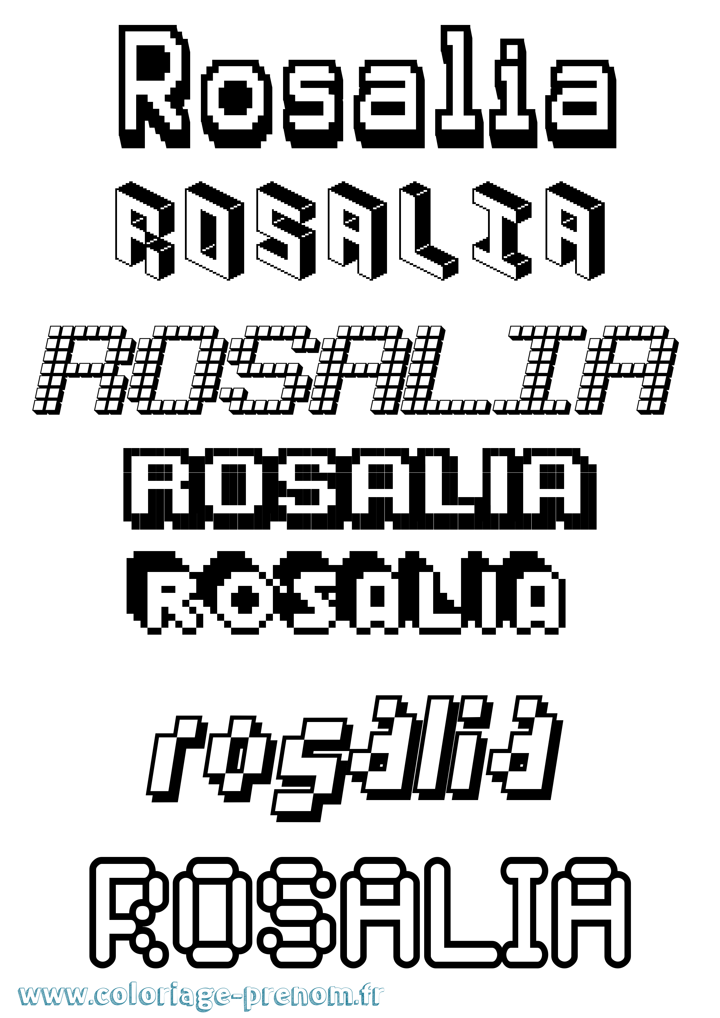 Coloriage prénom Rosalia Pixel