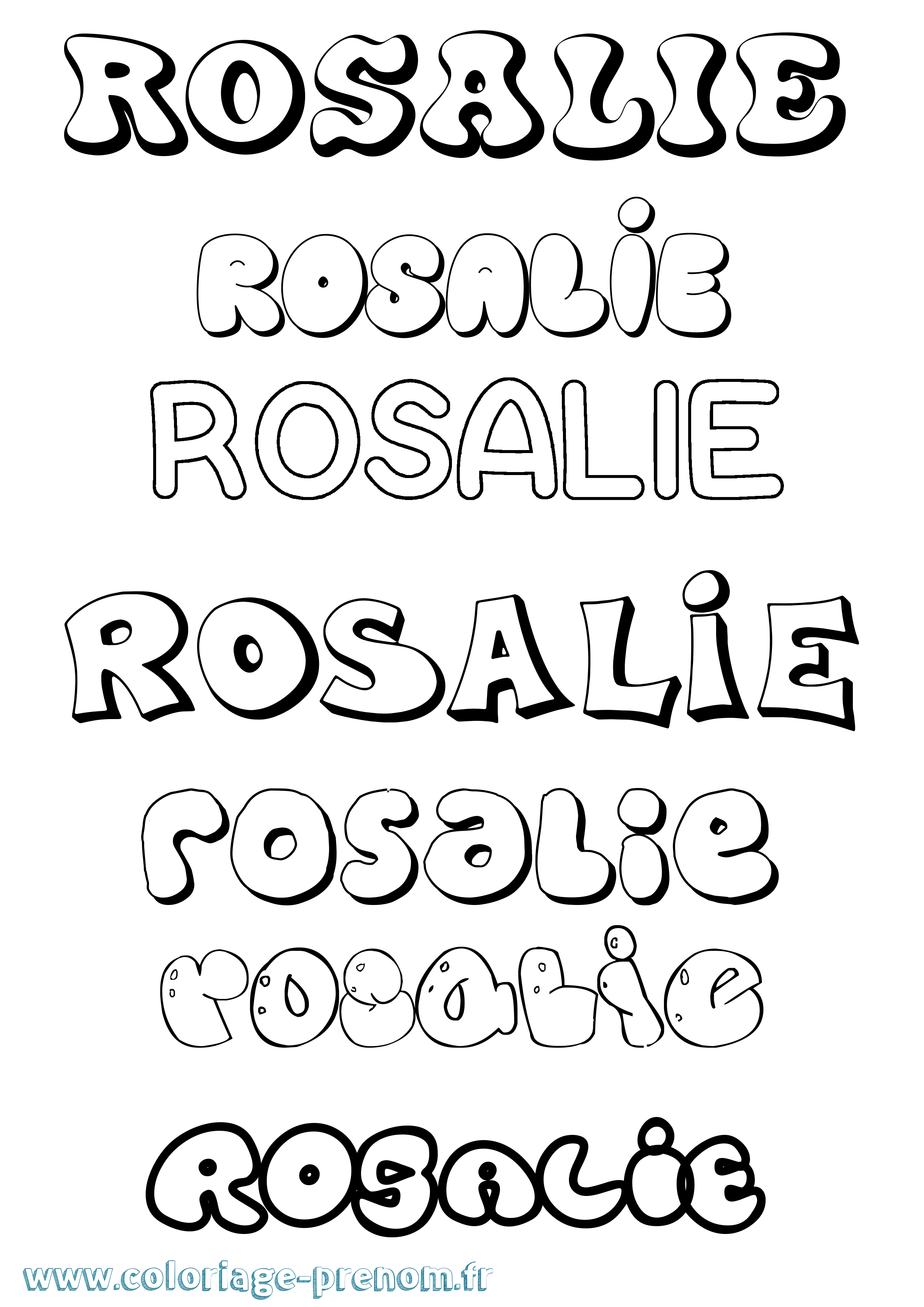 Coloriage prénom Rosalie Bubble