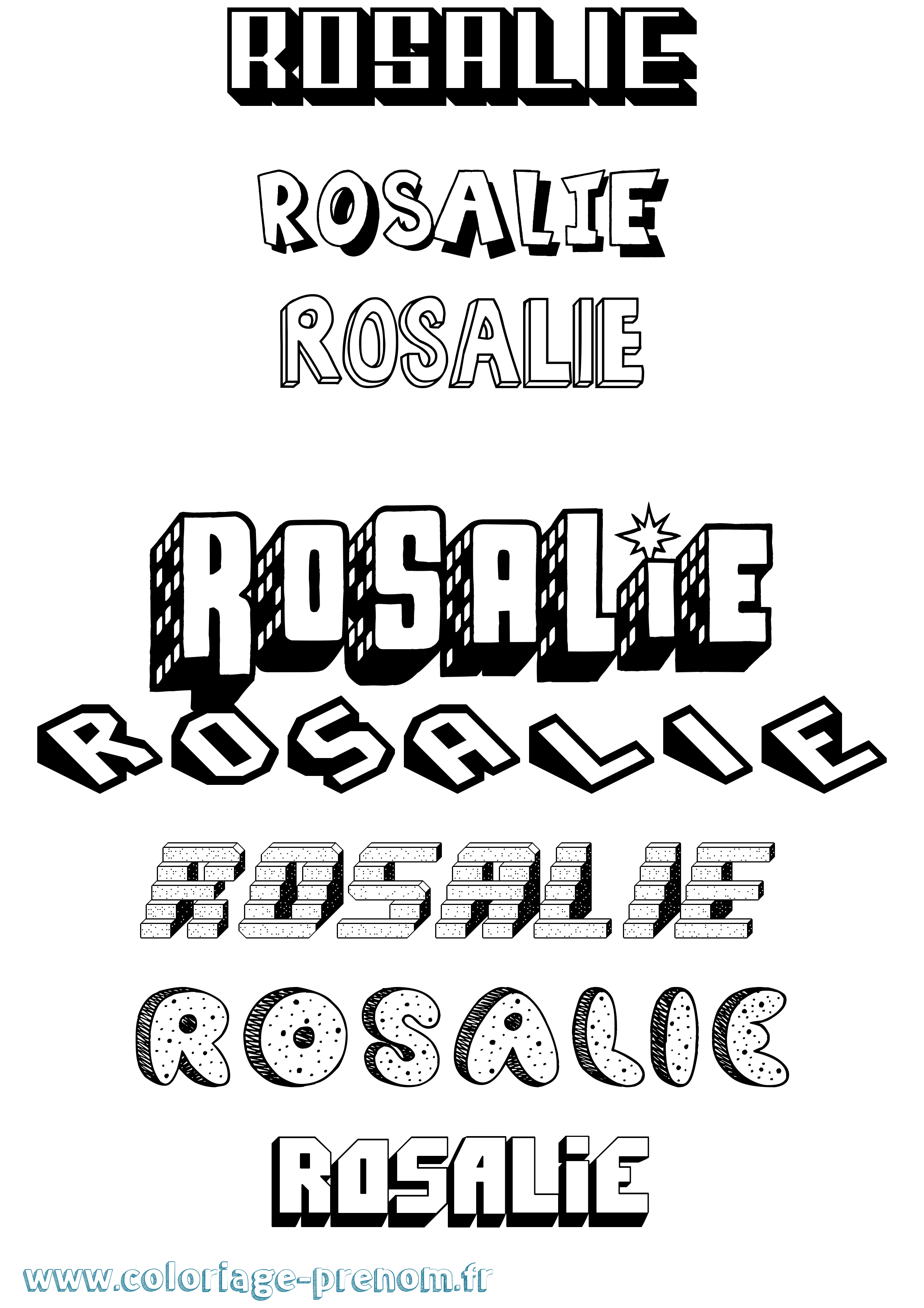 Coloriage prénom Rosalie Effet 3D