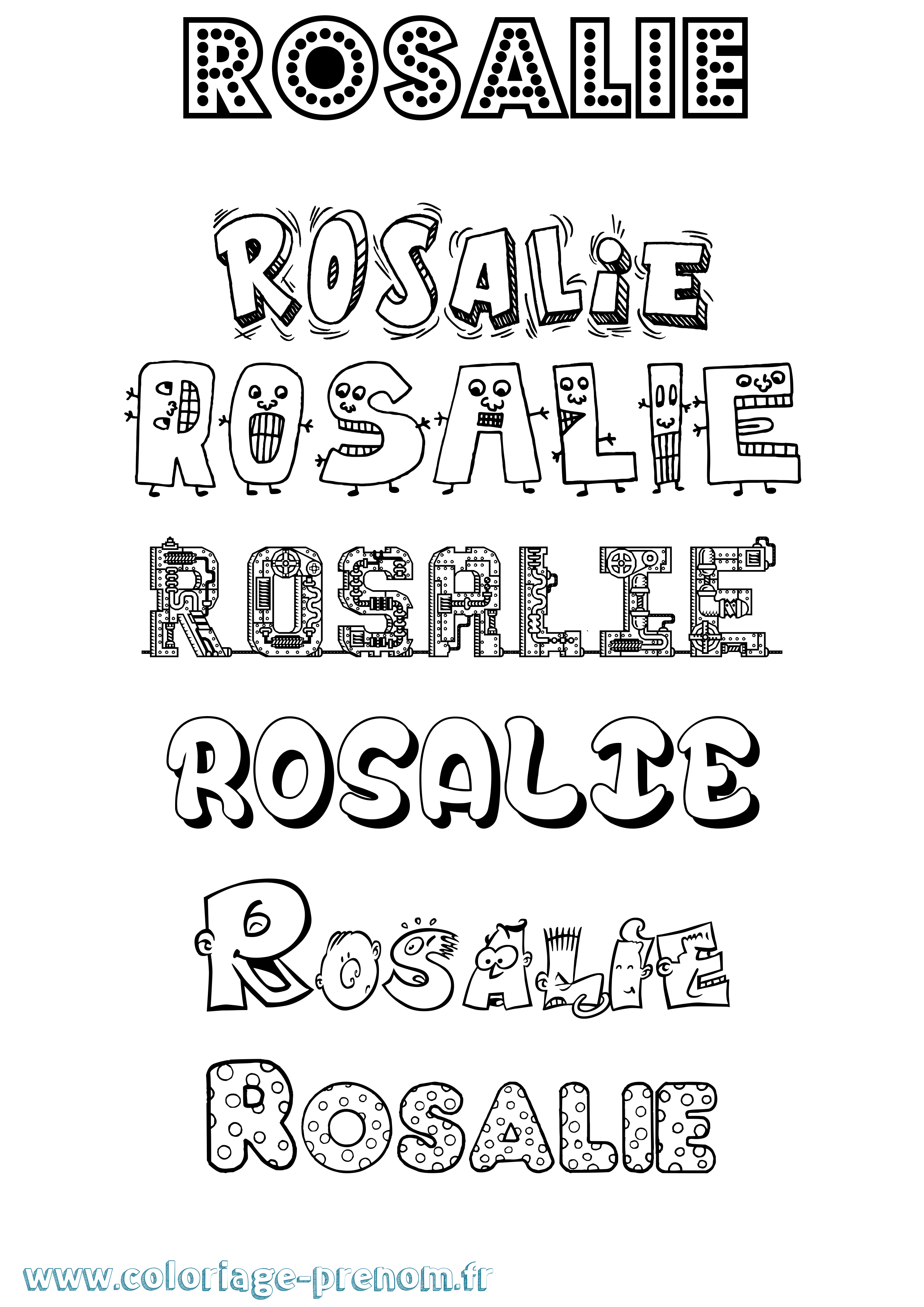 Coloriage prénom Rosalie Fun
