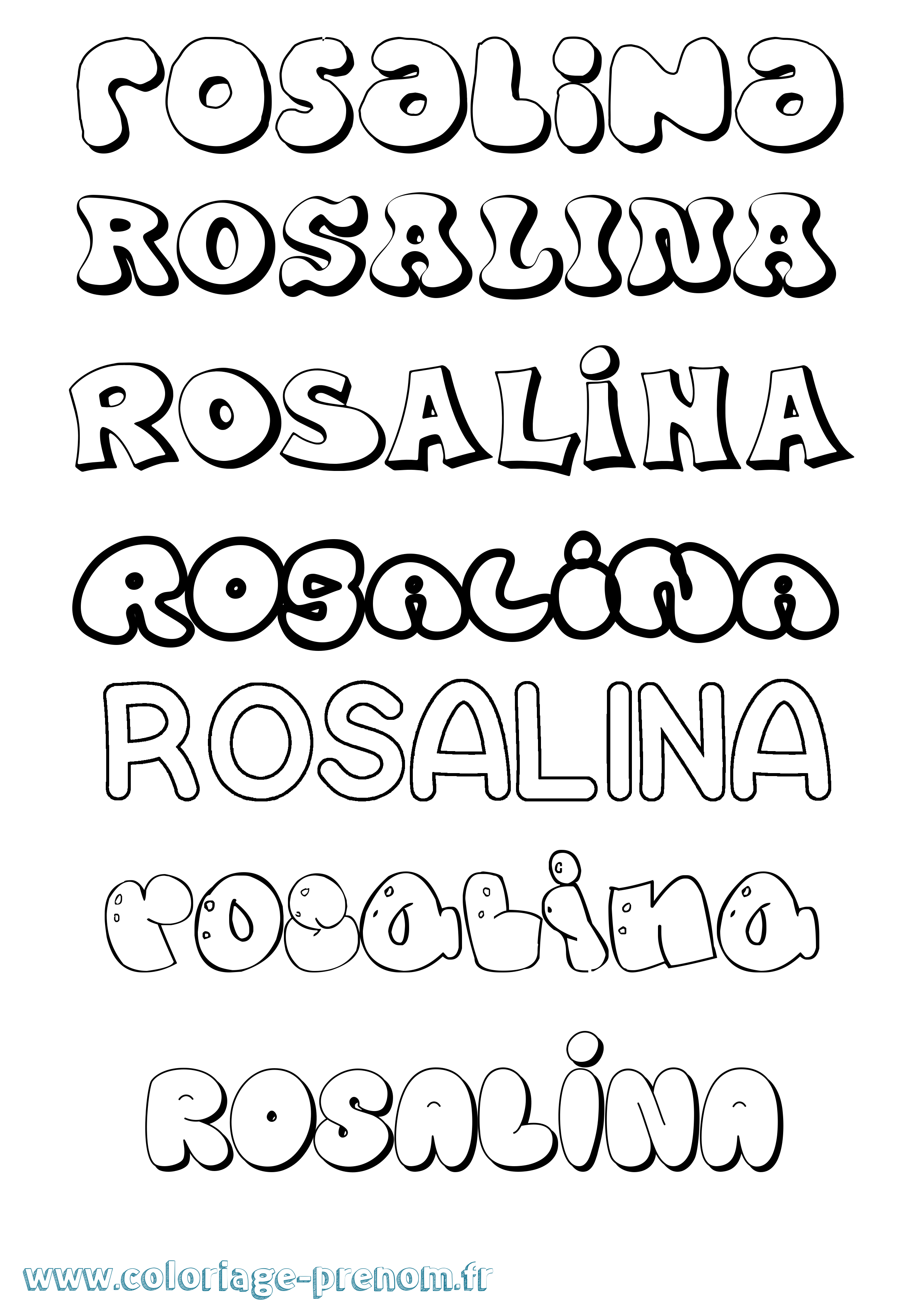 Coloriage prénom Rosalina Bubble