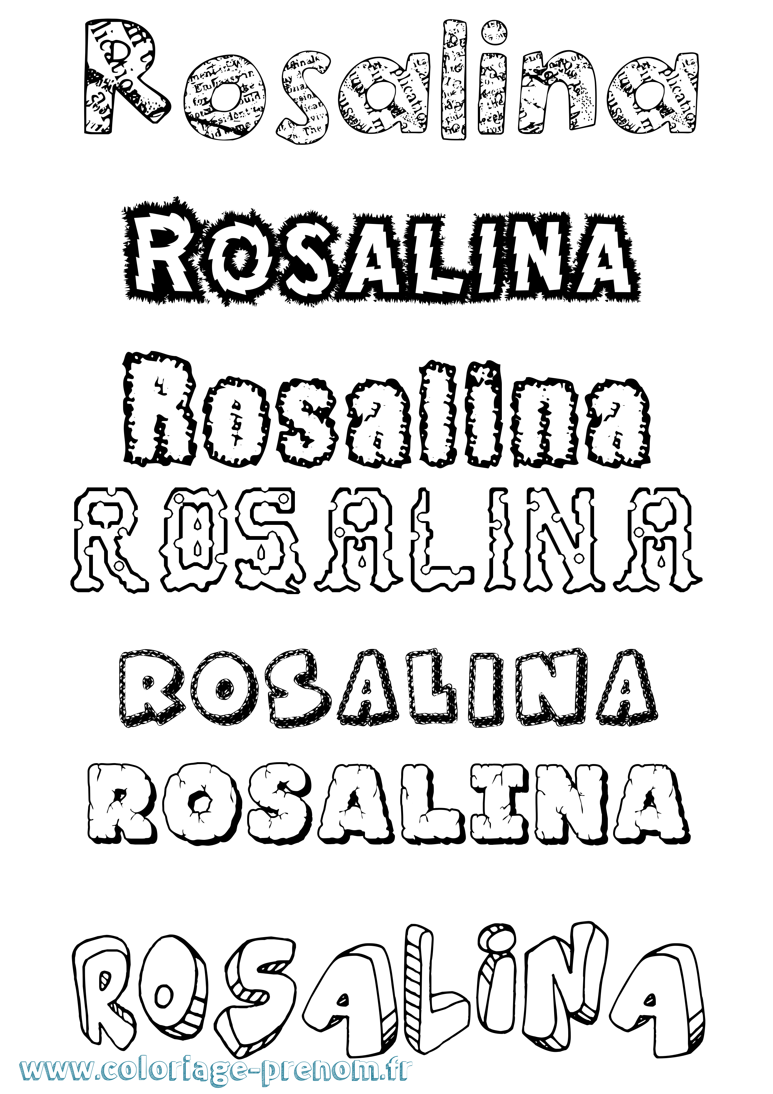 Coloriage prénom Rosalina Destructuré