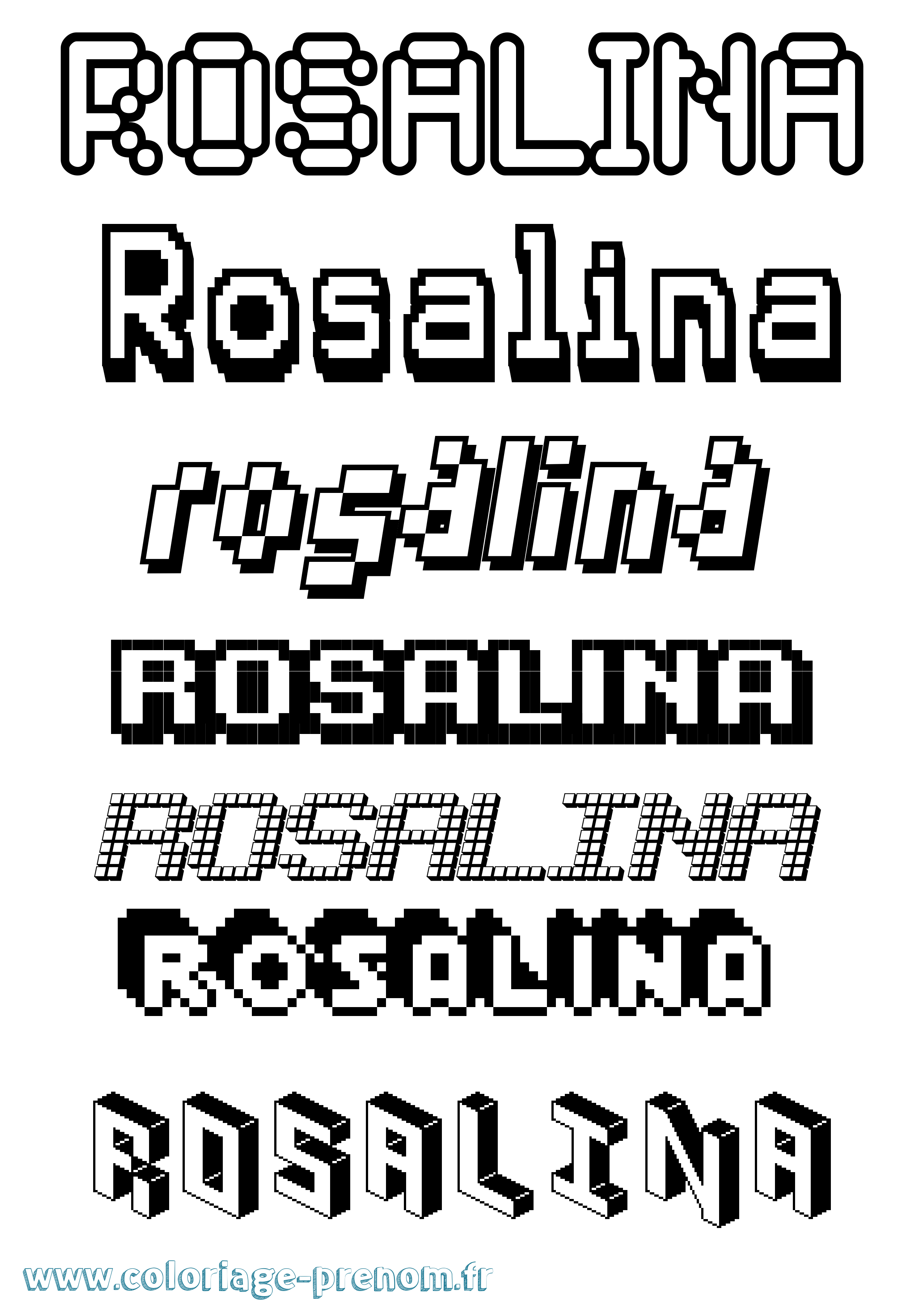 Coloriage prénom Rosalina Pixel