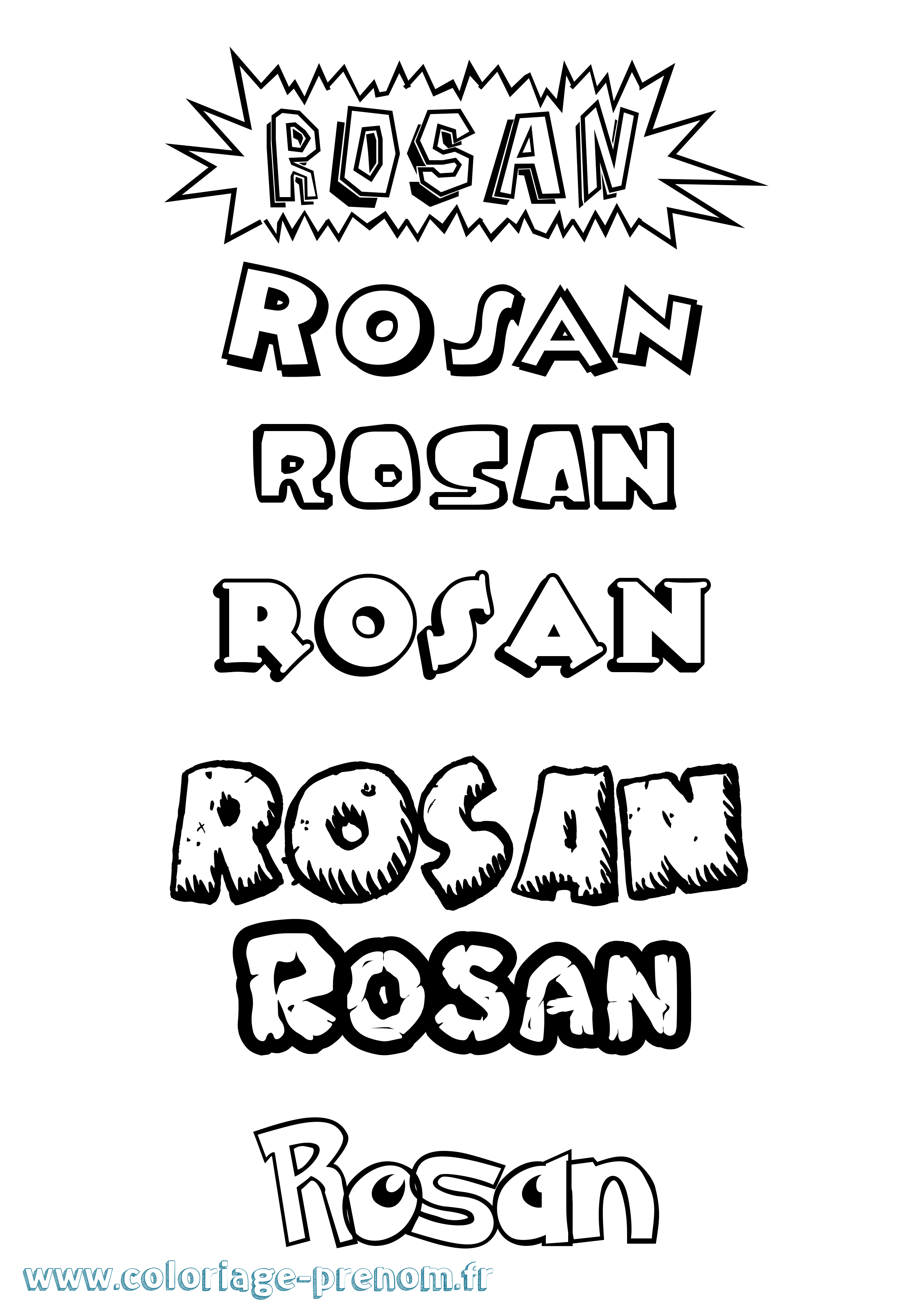 Coloriage prénom Rosan Dessin Animé