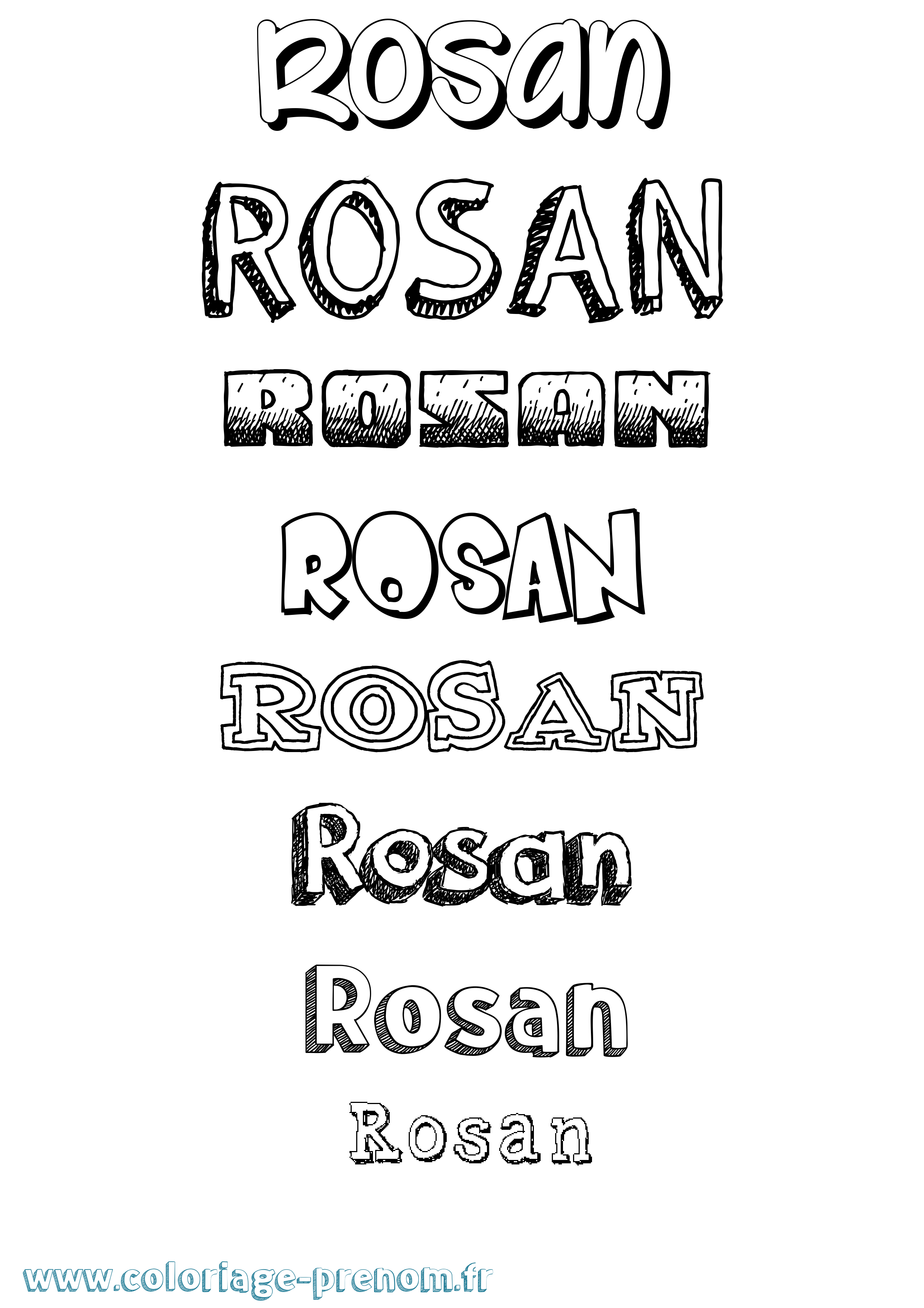 Coloriage prénom Rosan Dessiné