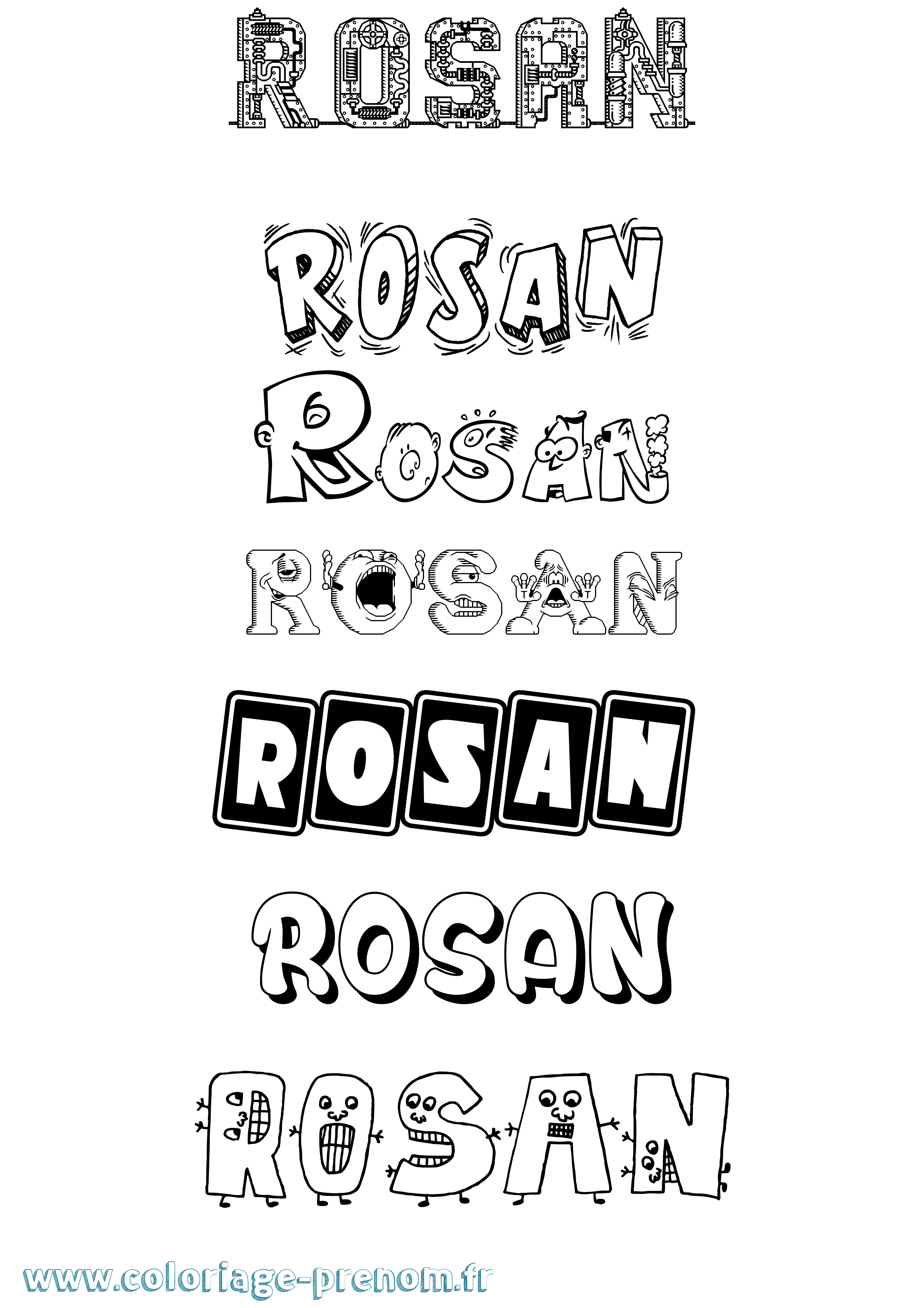 Coloriage prénom Rosan Fun