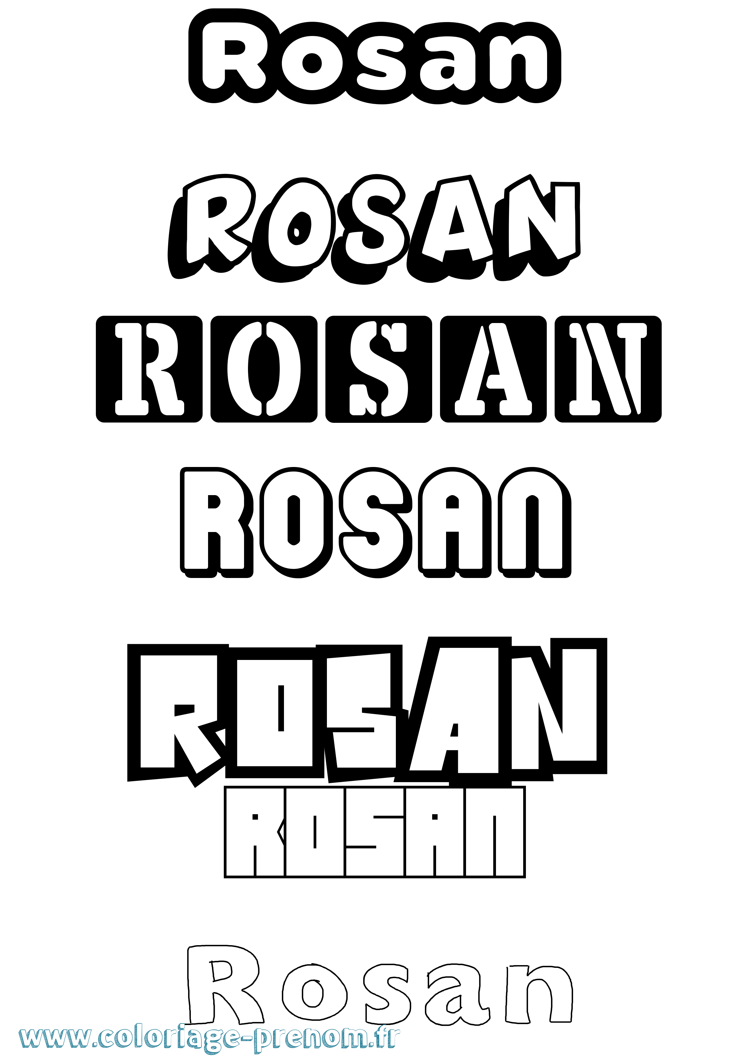 Coloriage prénom Rosan Simple