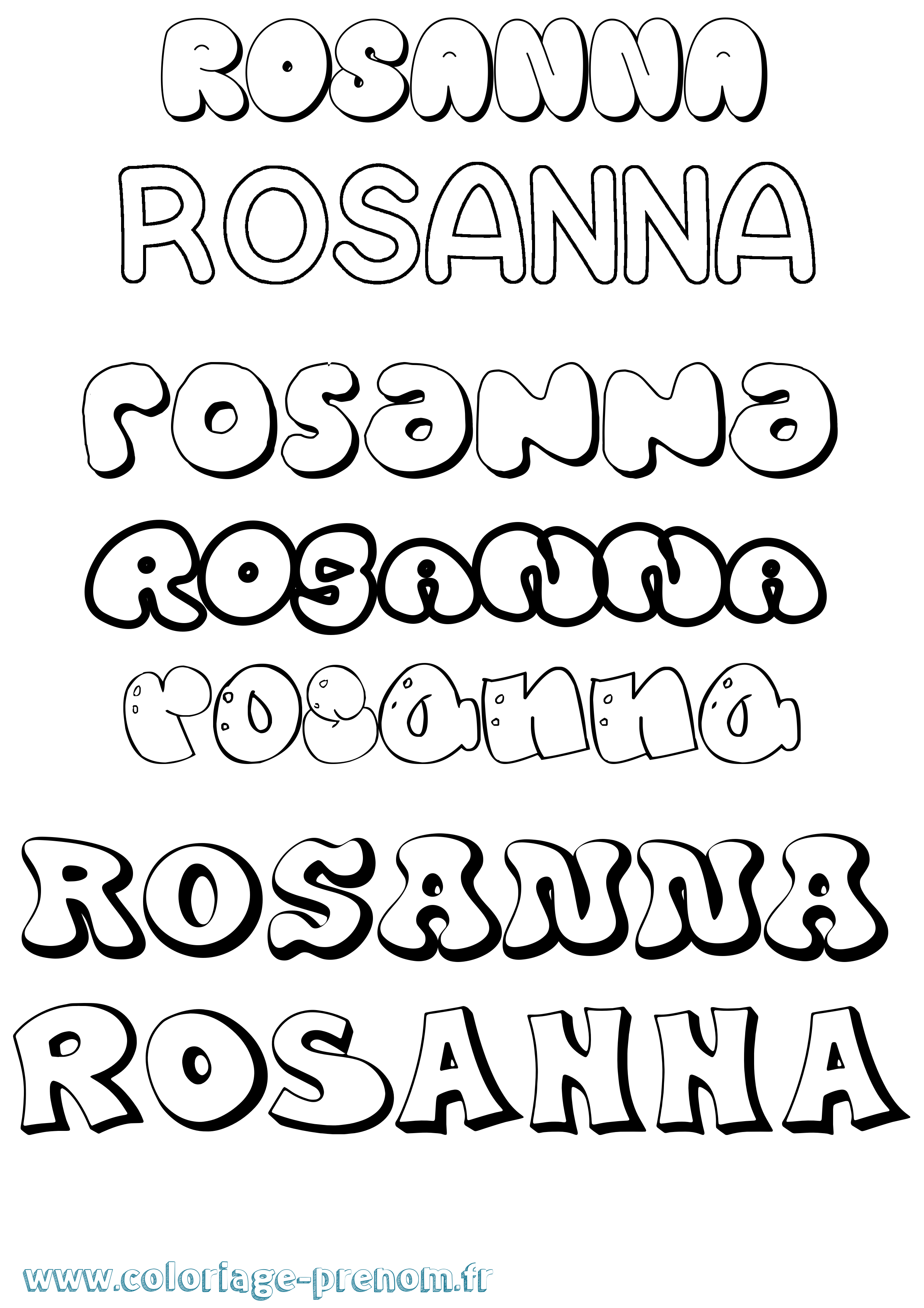 Coloriage prénom Rosanna Bubble