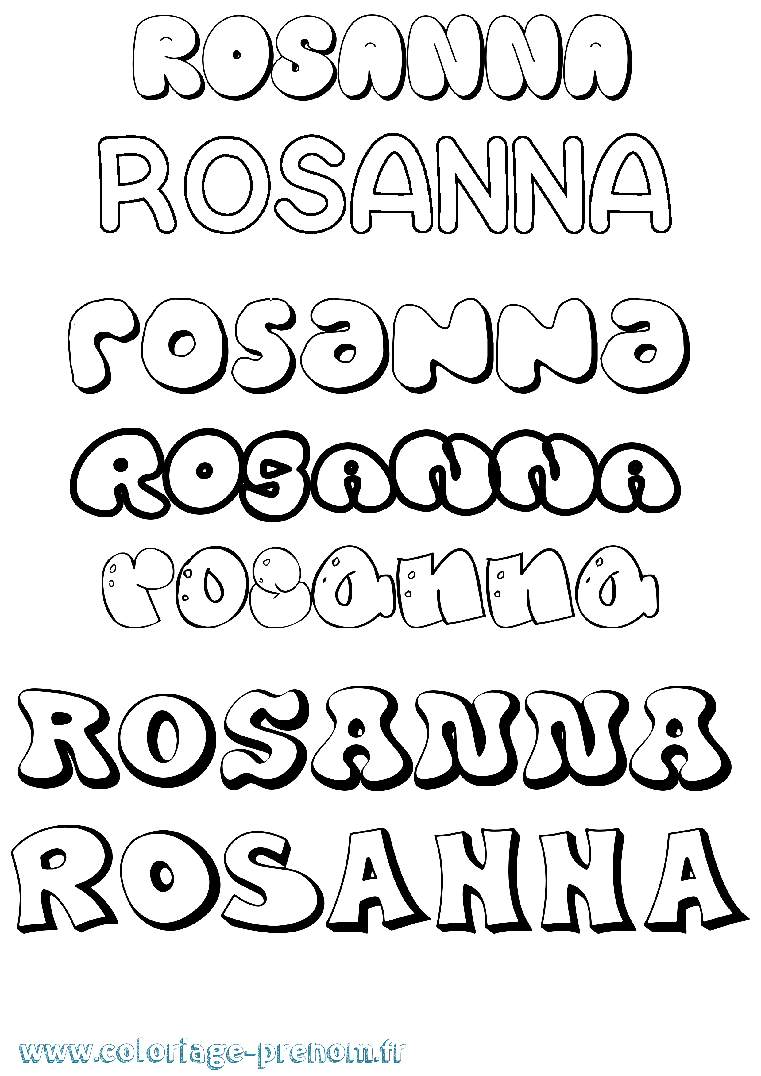 Coloriage Rosanna Bubble Coloriage prénom Rosanna Bubble