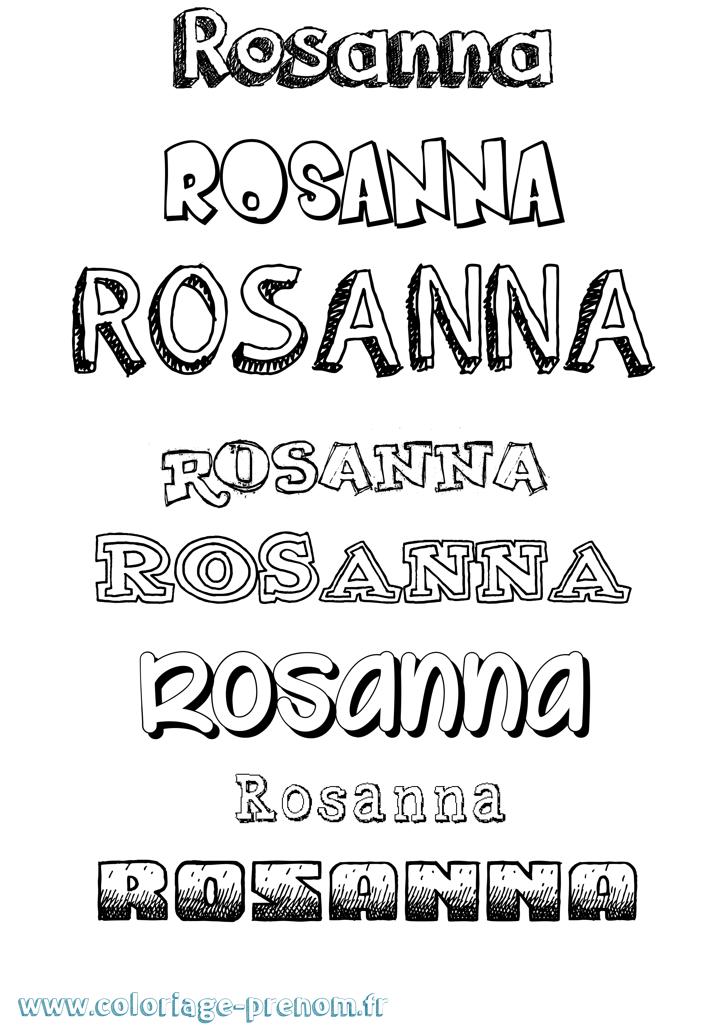 Coloriage Rosanna Dessiné Coloriage prénom Rosanna Dessiné