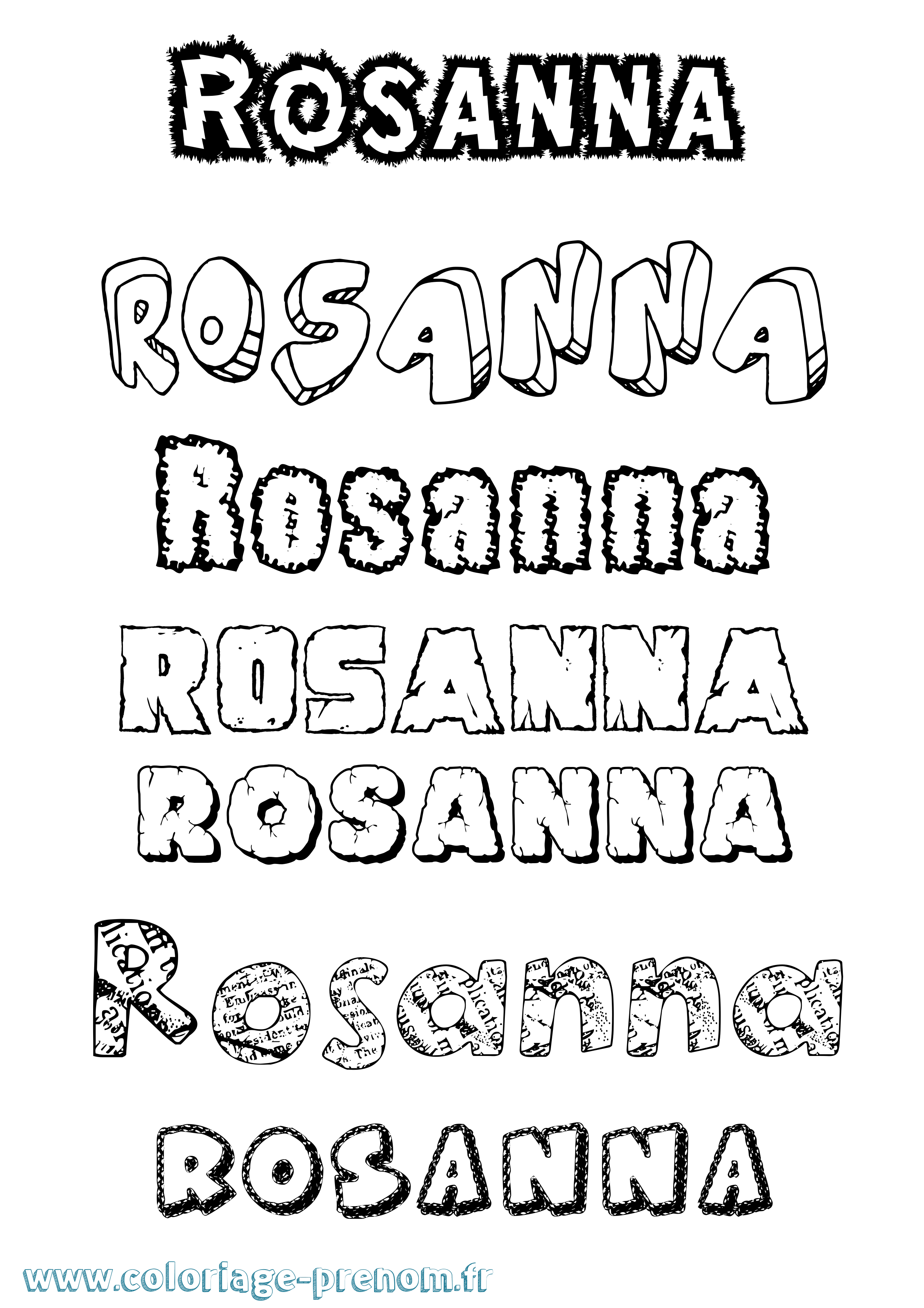 Coloriage Rosanna Destructuré Coloriage prénom Rosanna Destructuré