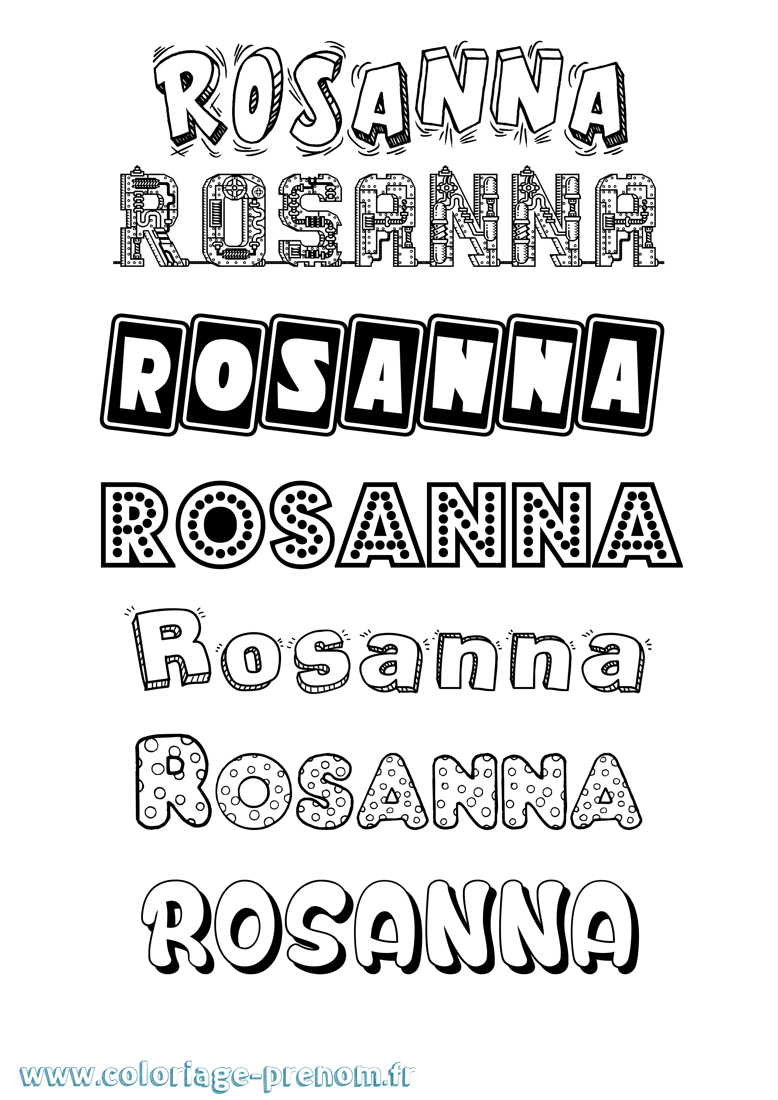 Coloriage Rosanna Fun Coloriage prénom Rosanna Fun