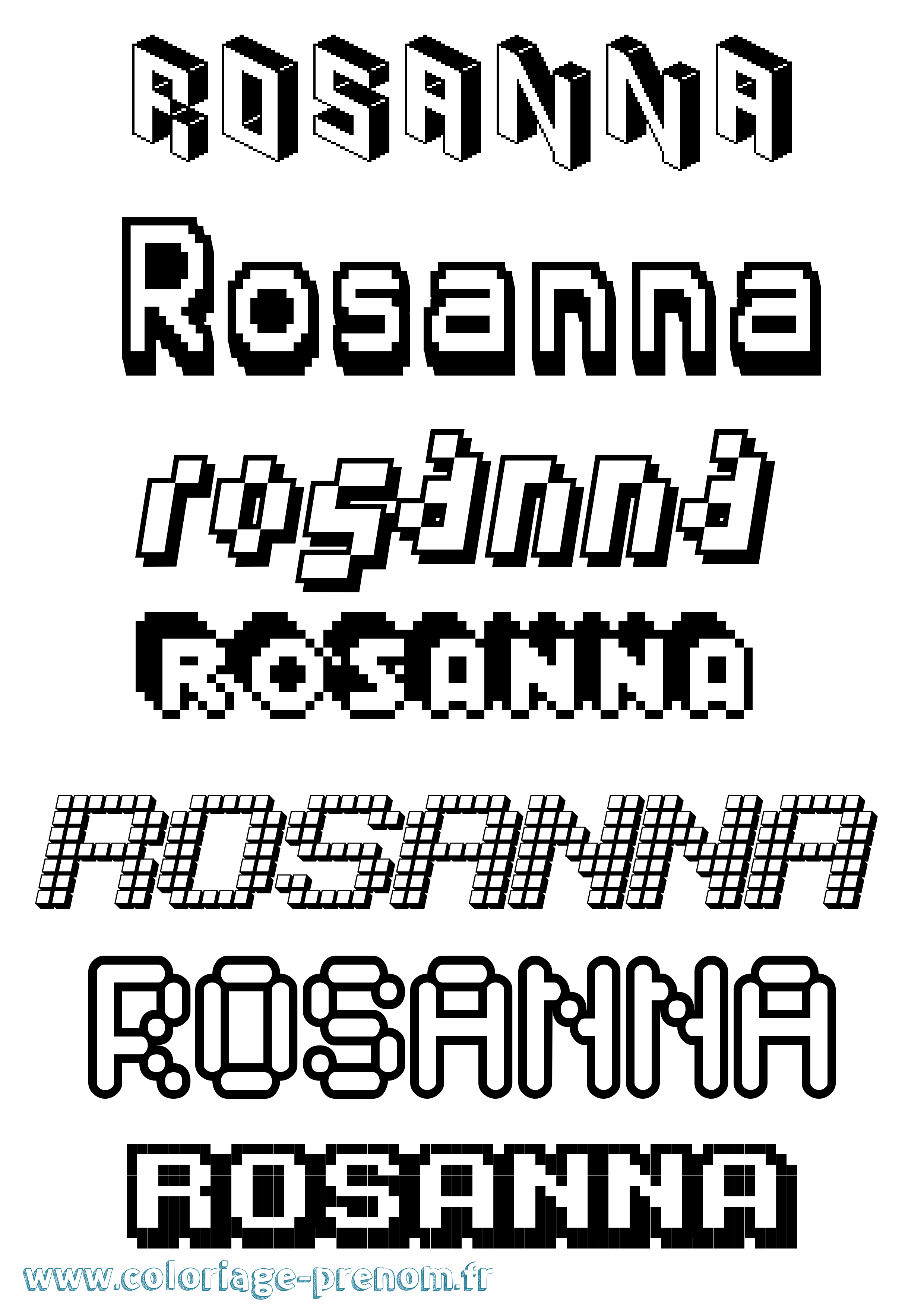 Coloriage prénom Rosanna Pixel