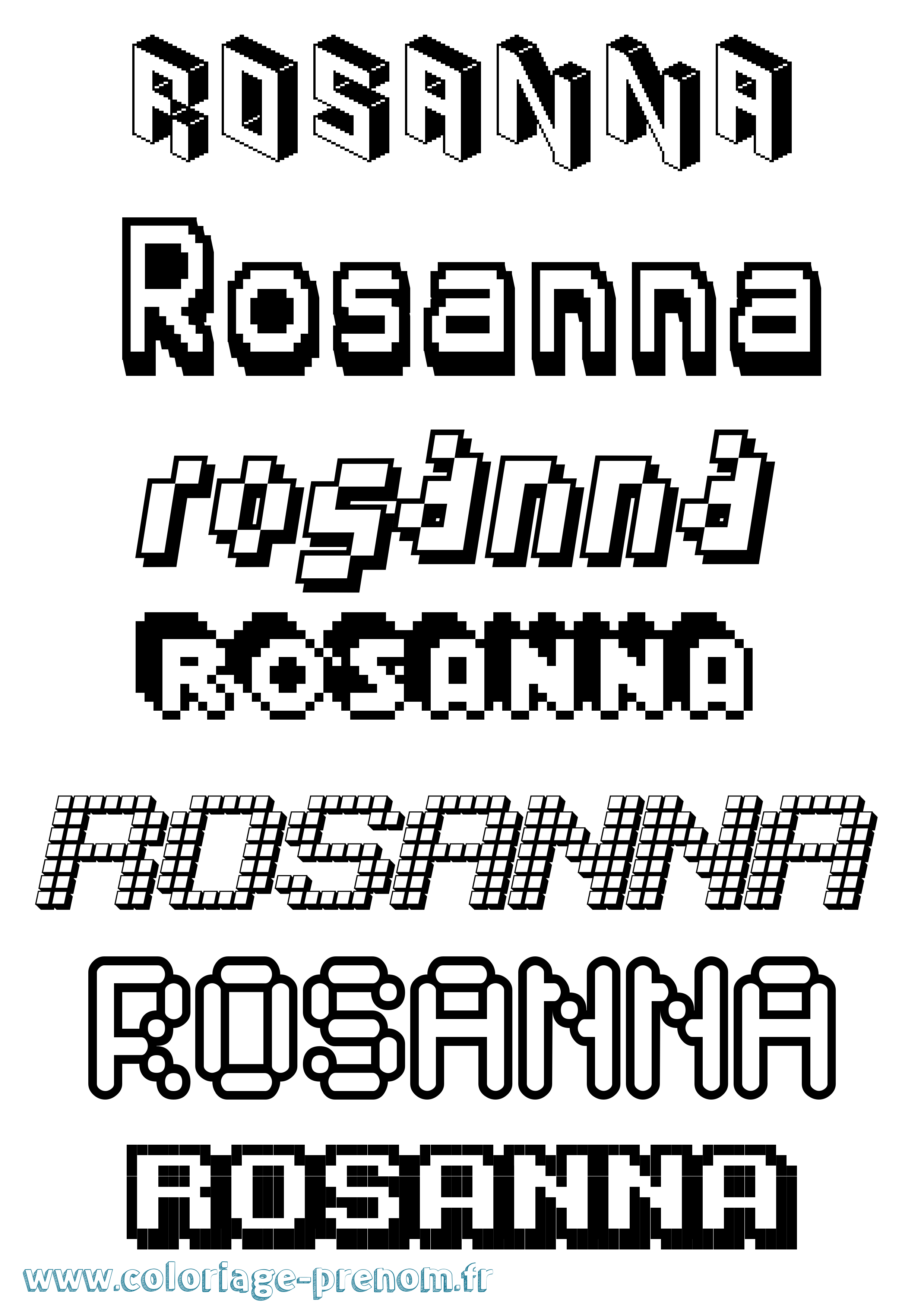 Coloriage Rosanna Pixel Coloriage prénom Rosanna Pixel