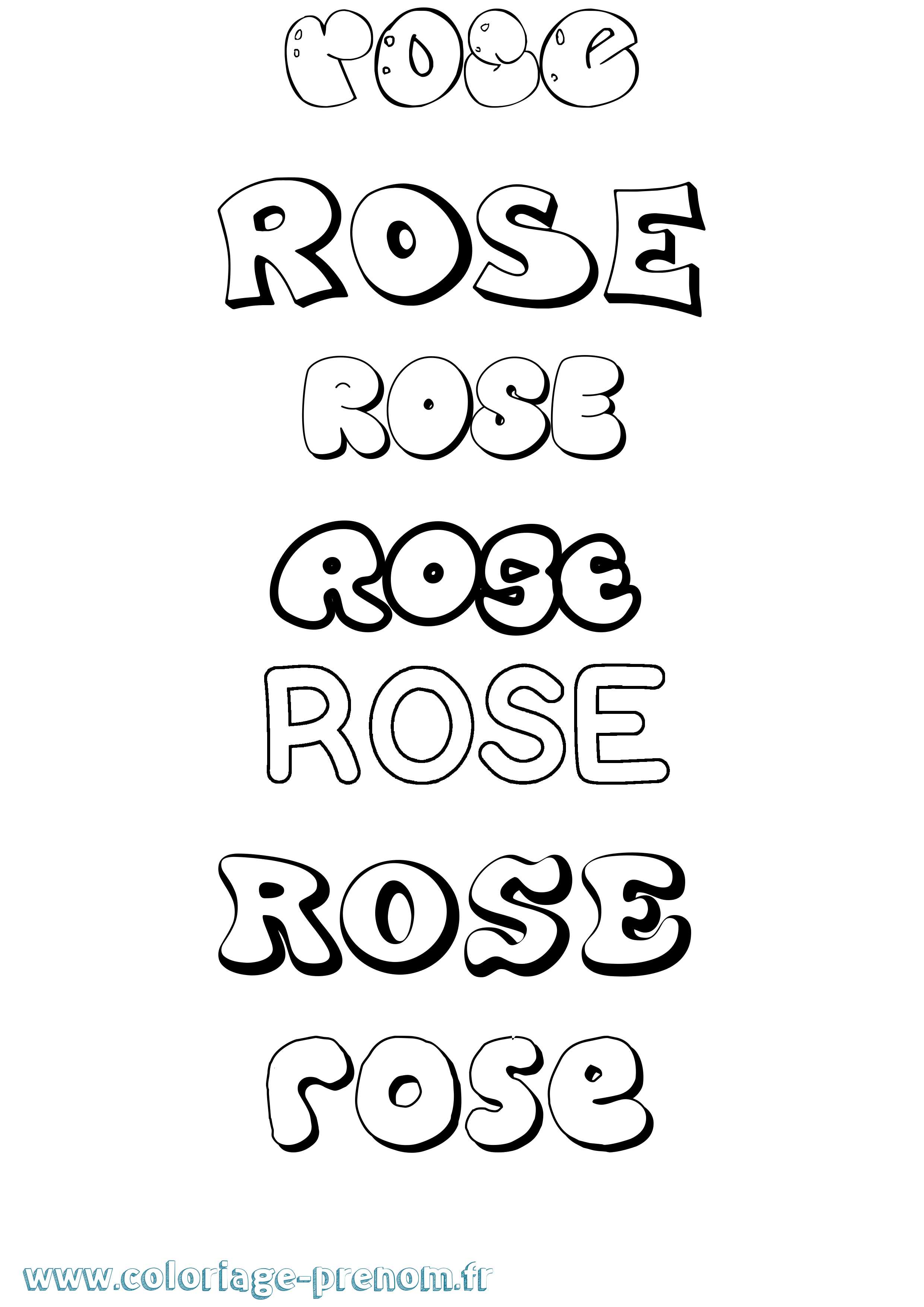 Coloriage prénom Rose Bubble