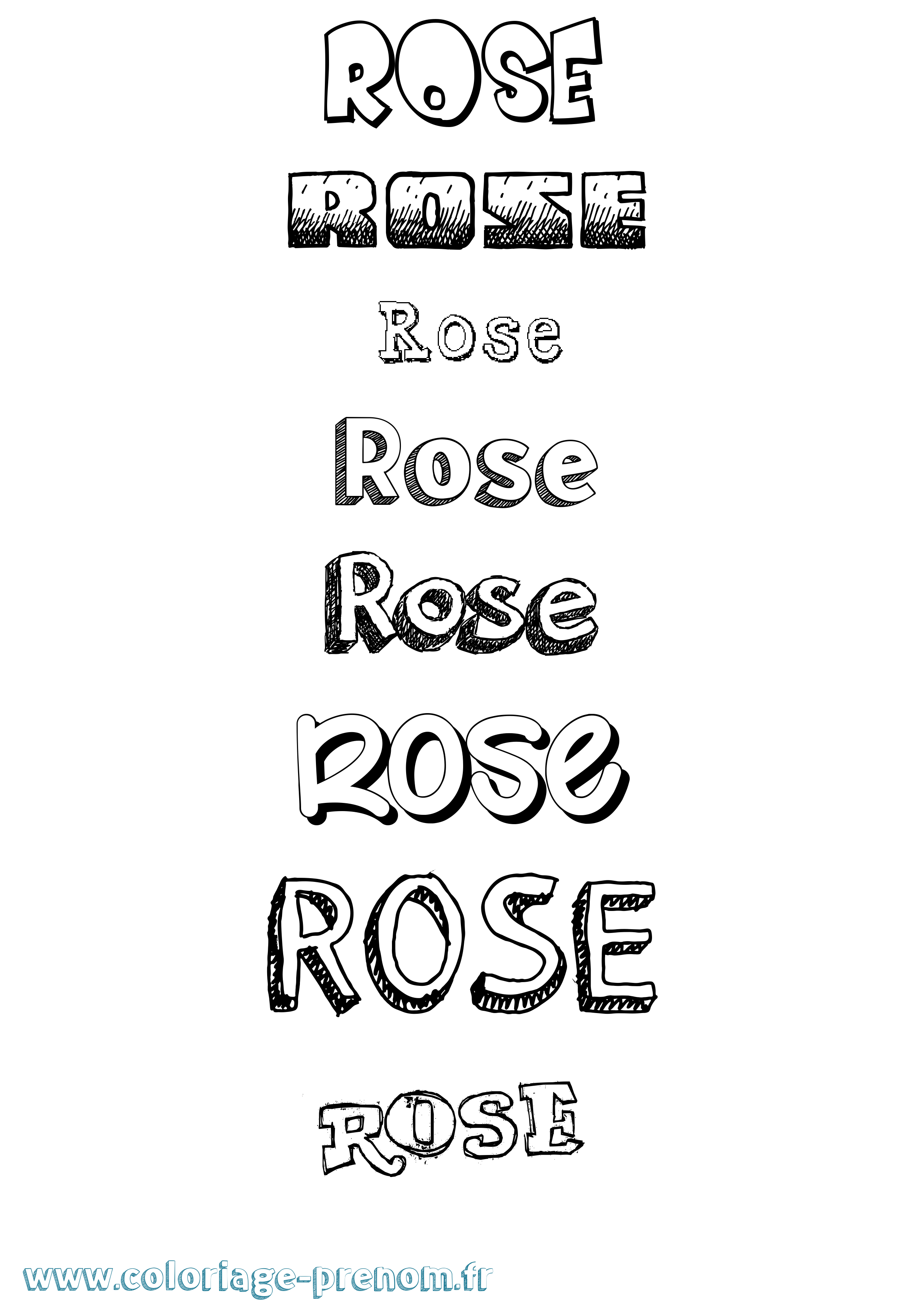 Coloriage prénom Rose Dessiné
