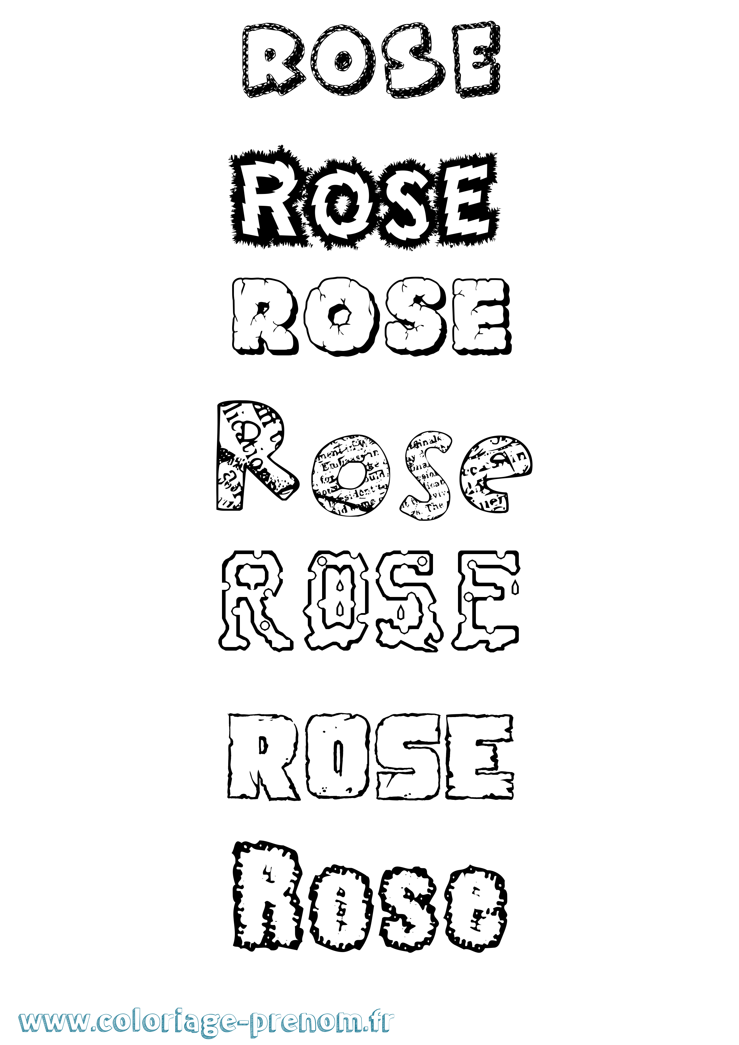 Coloriage prénom Rose Destructuré