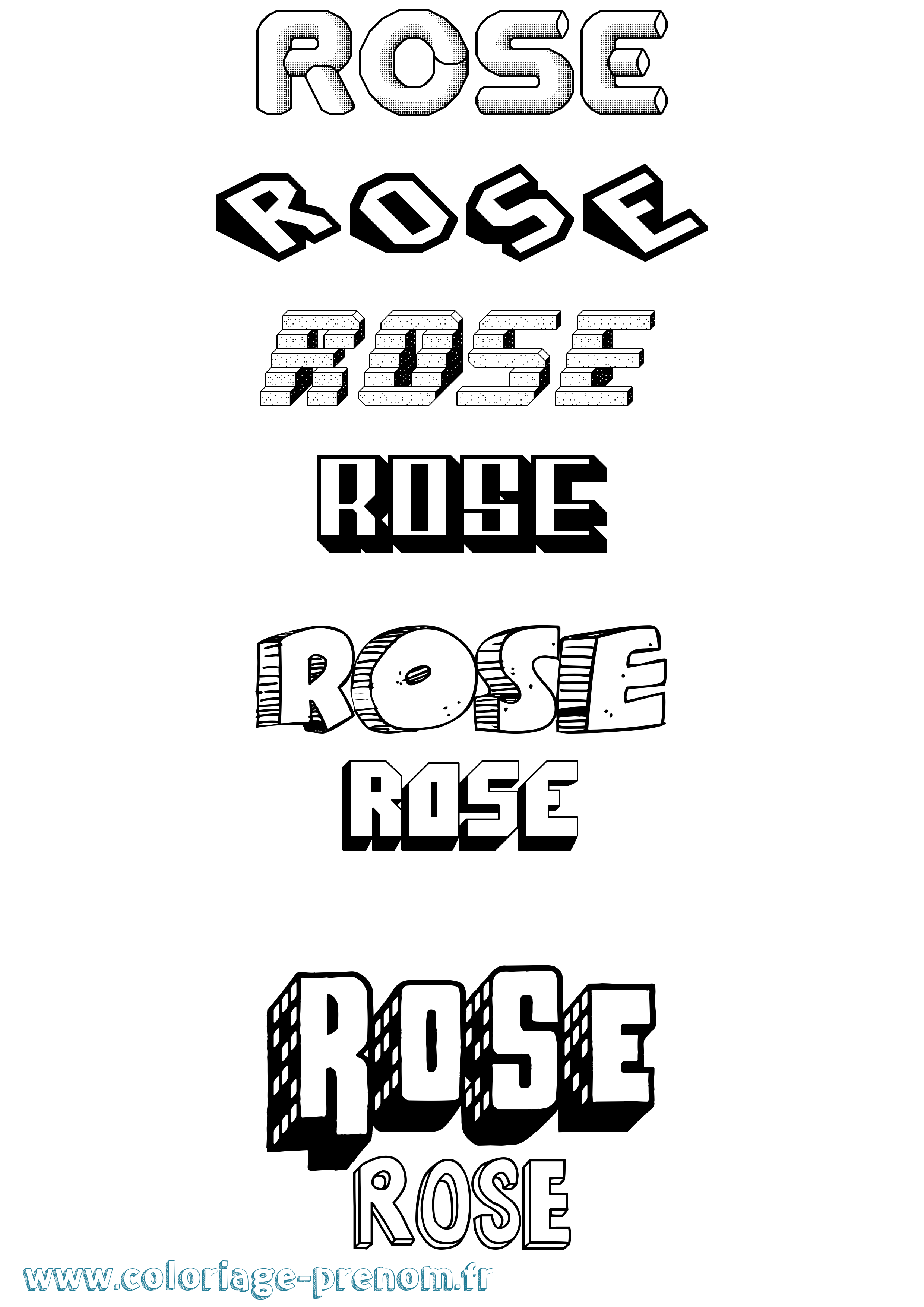 Coloriage prénom Rose Effet 3D