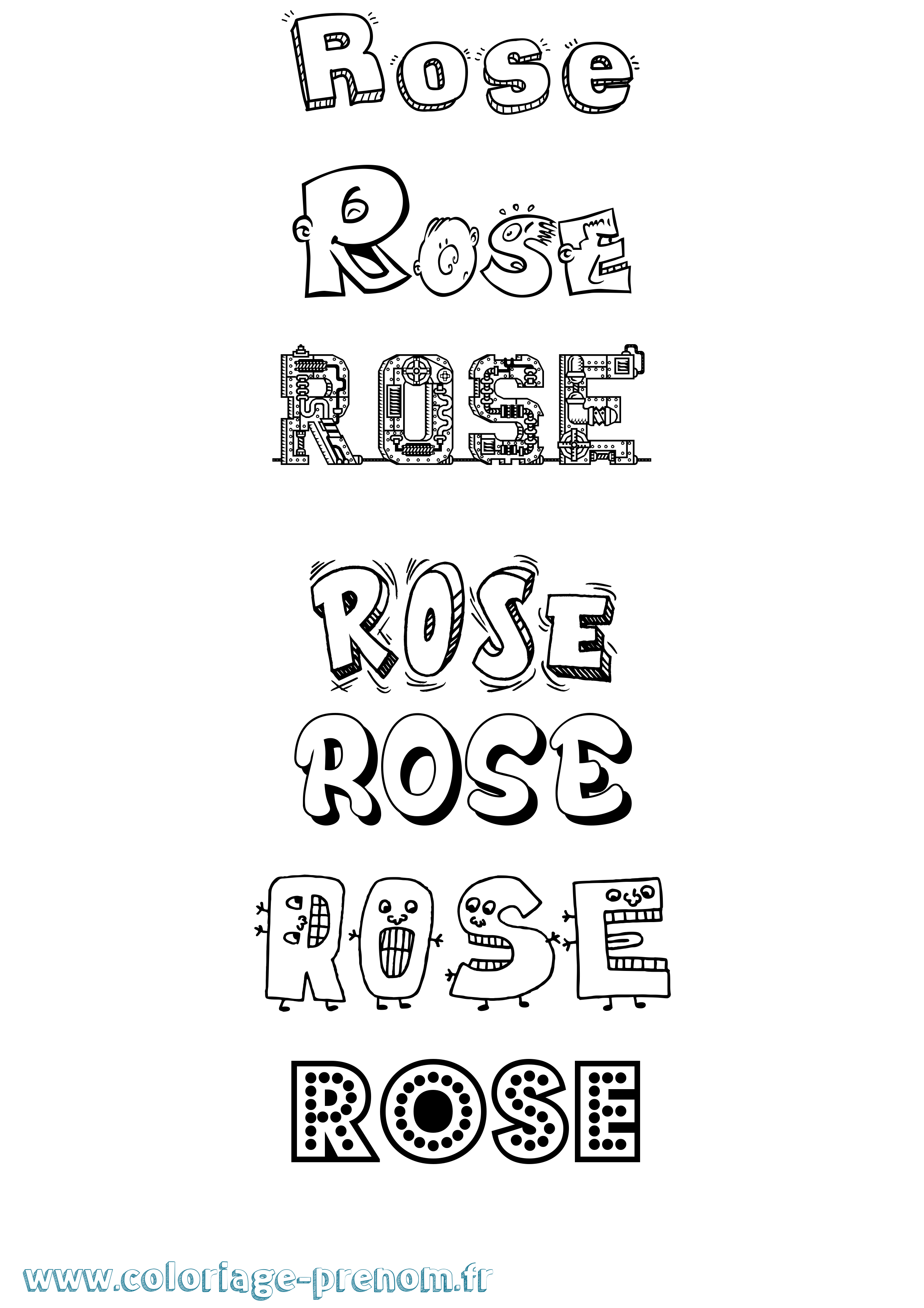 Coloriage prénom Rose Fun