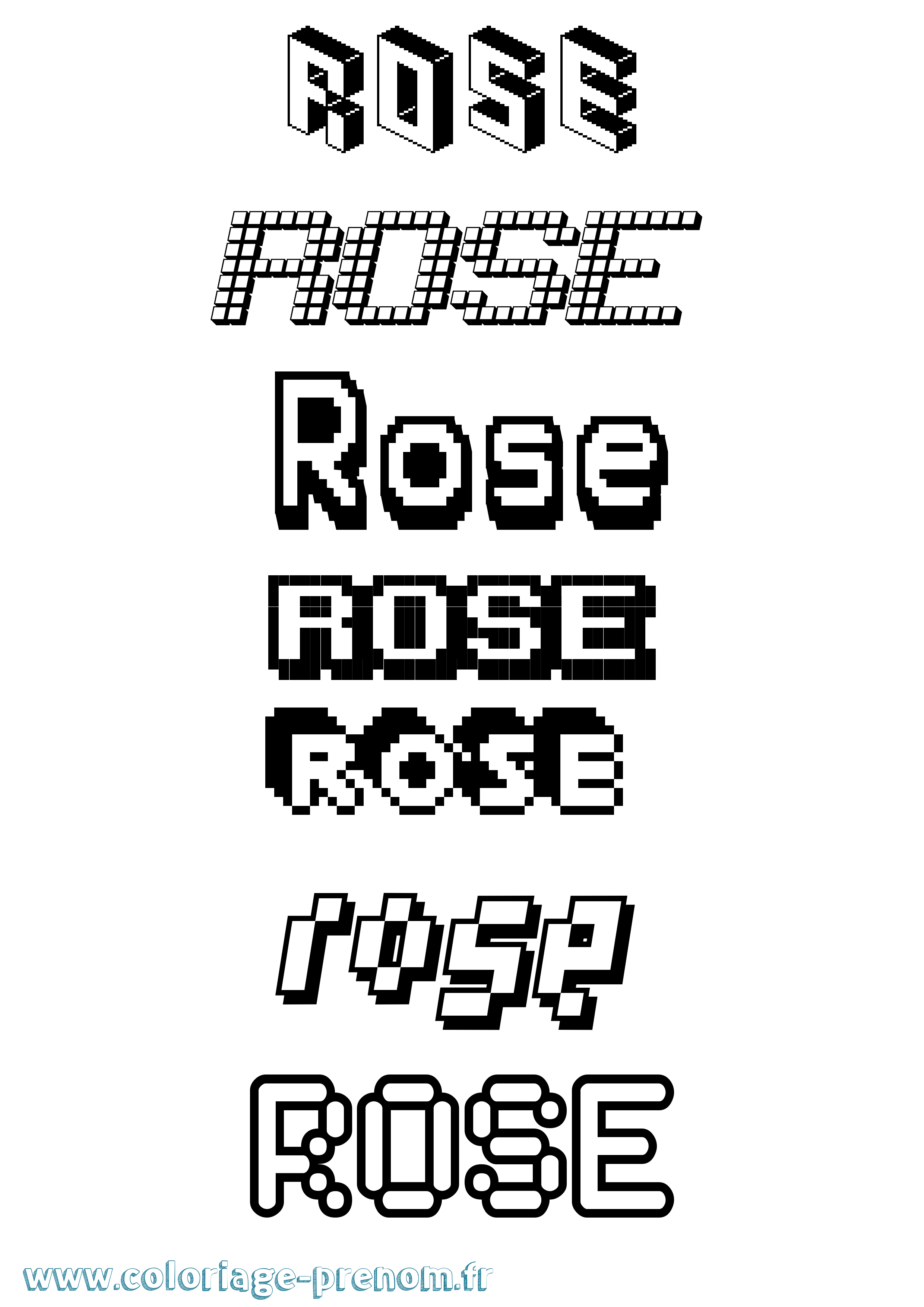 Coloriage prénom Rose Pixel