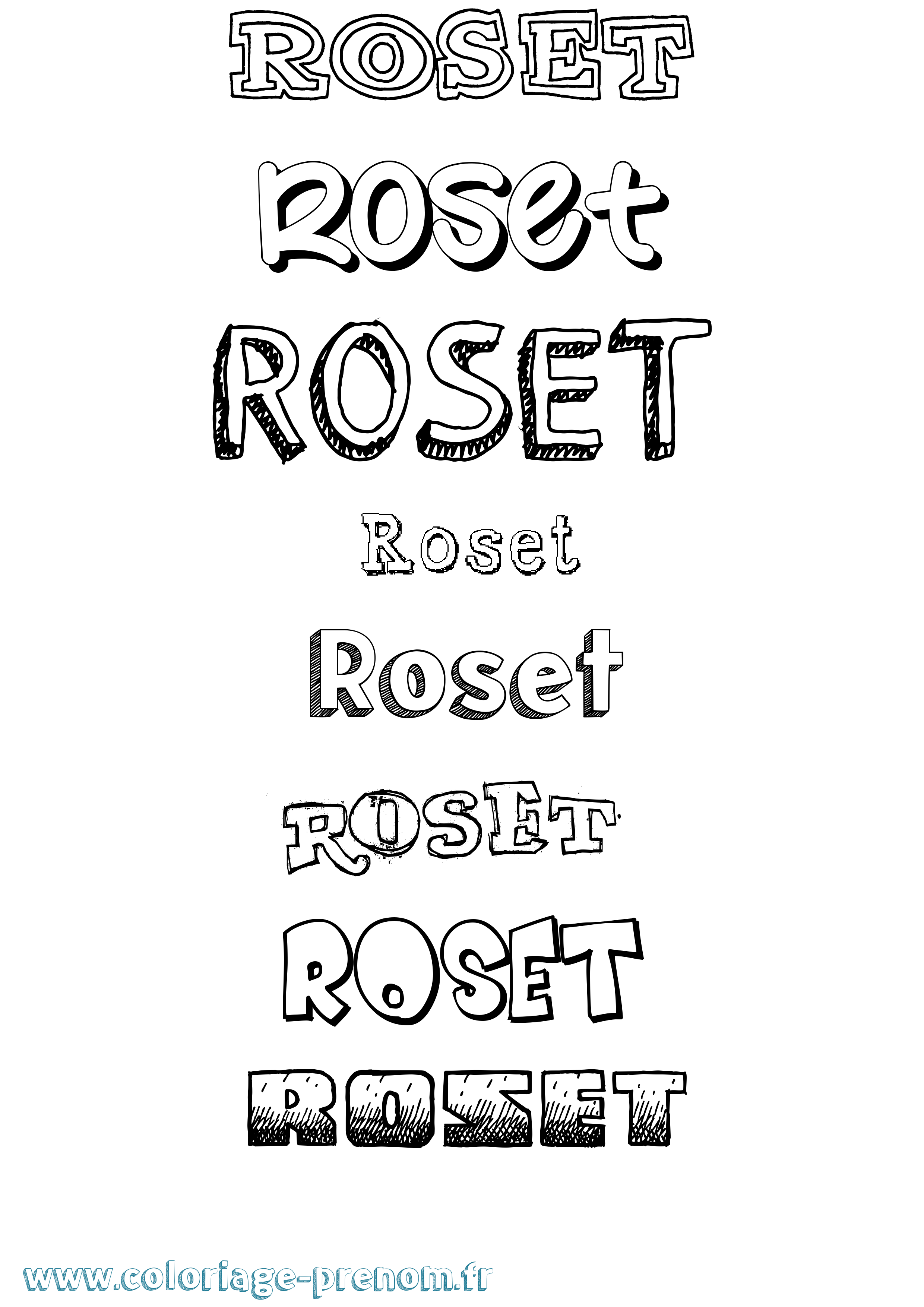 Coloriage prénom Roset Dessiné