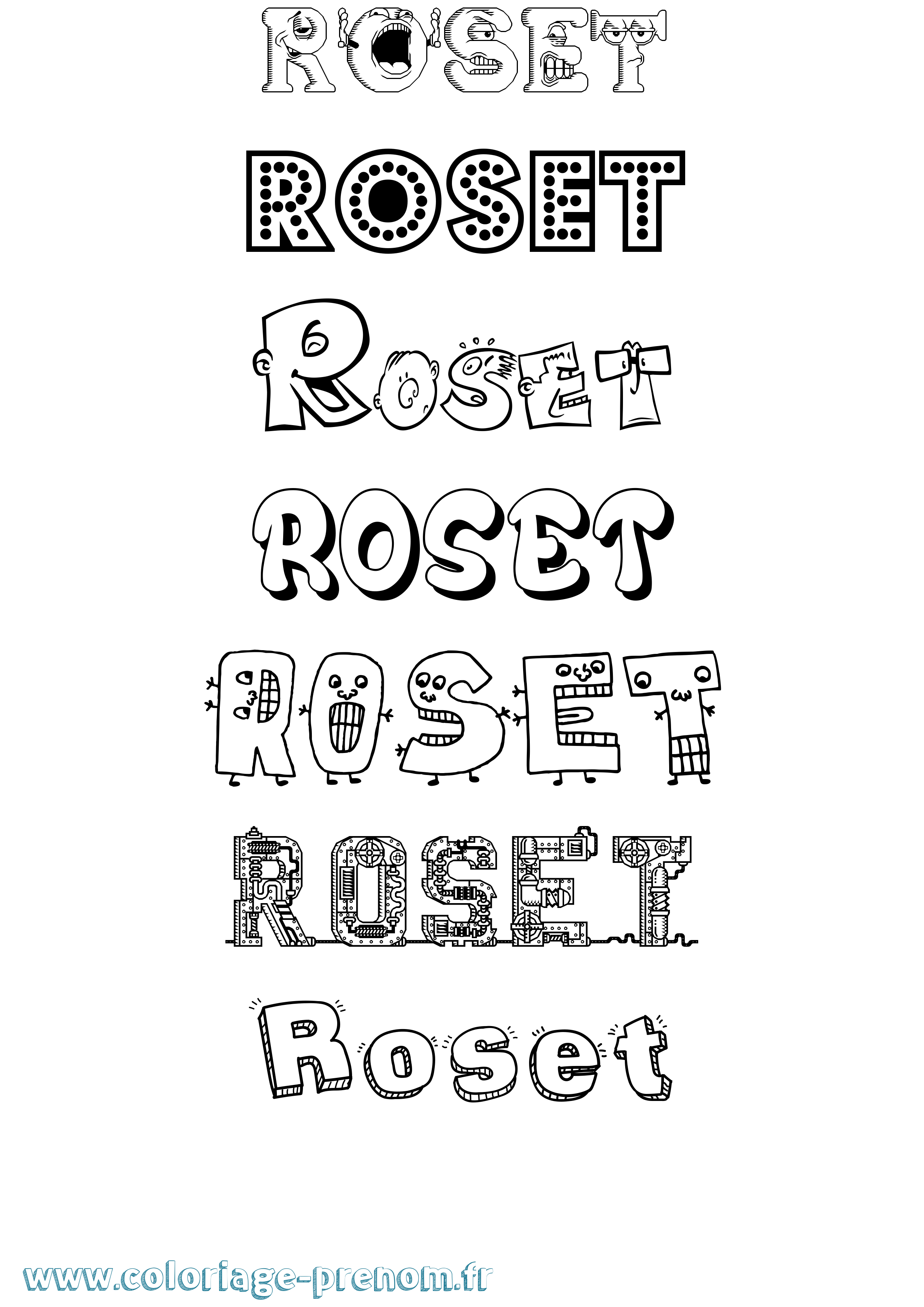 Coloriage prénom Roset Fun