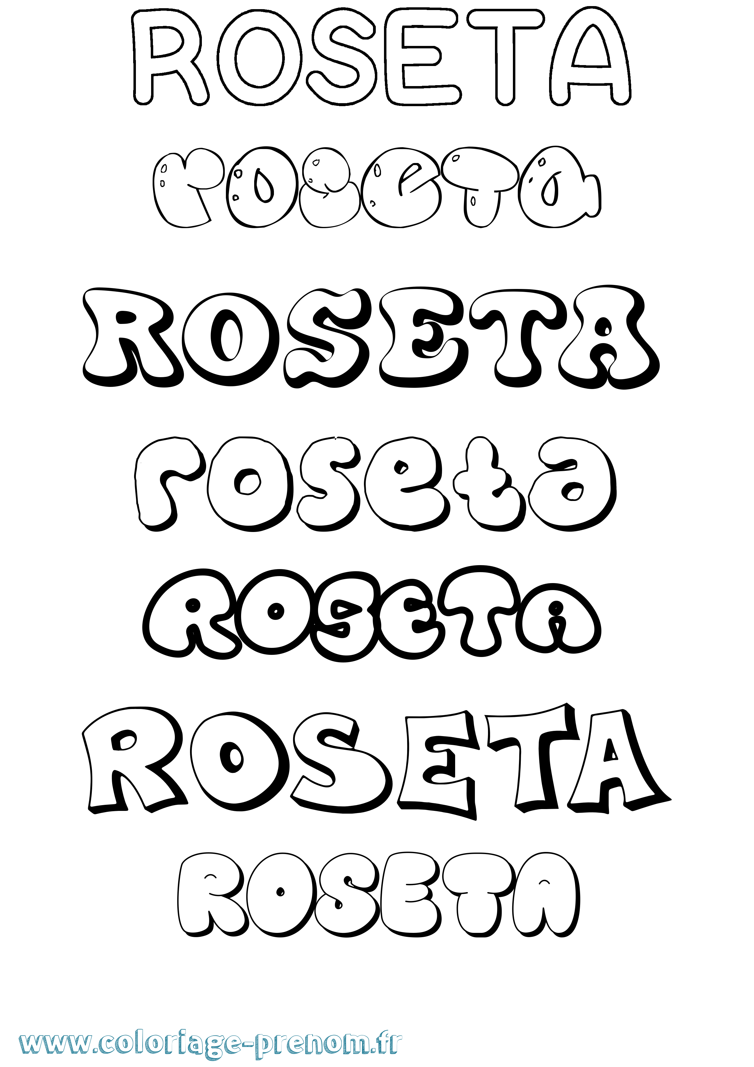 Coloriage prénom Roseta Bubble
