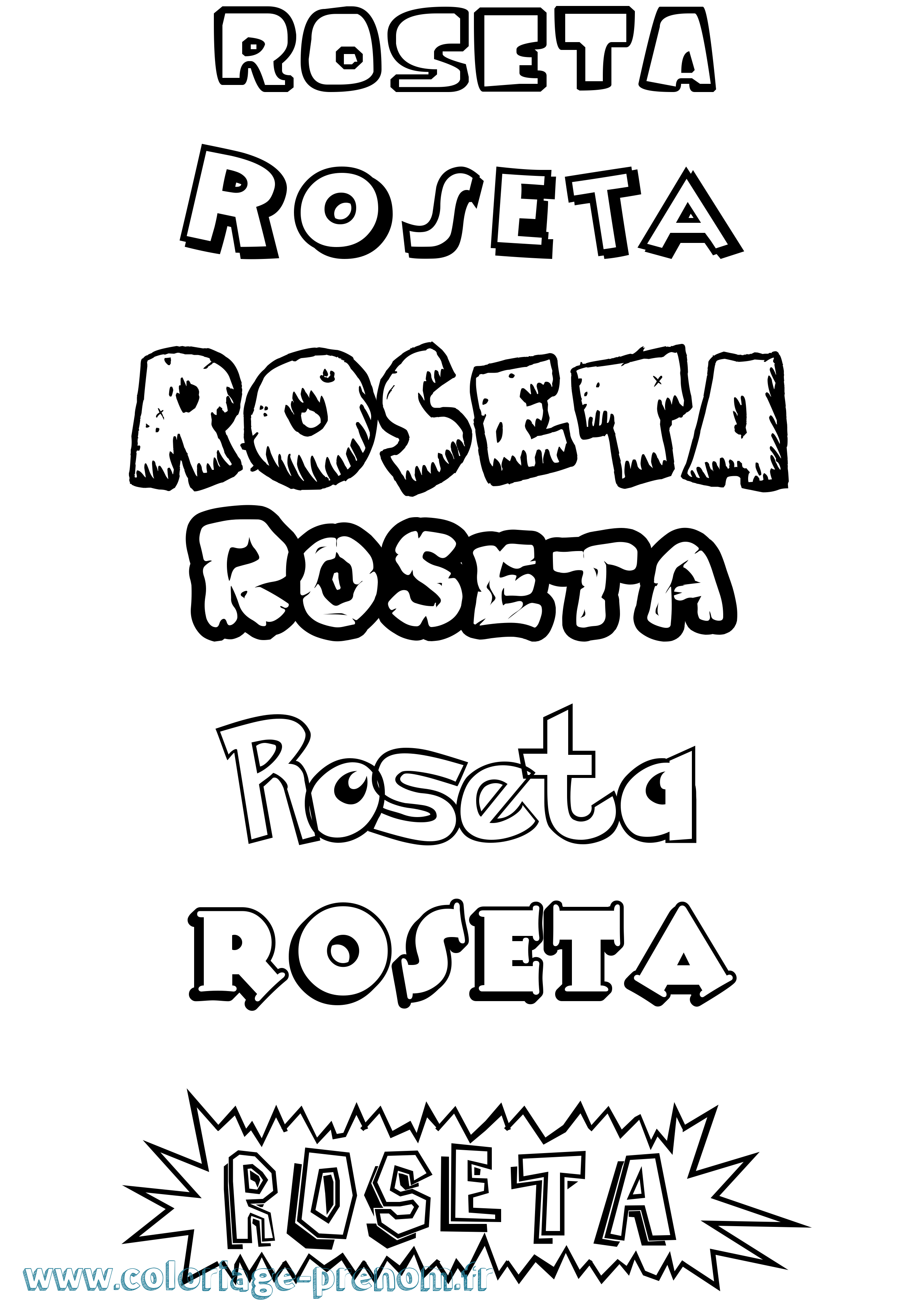 Coloriage prénom Roseta Dessin Animé