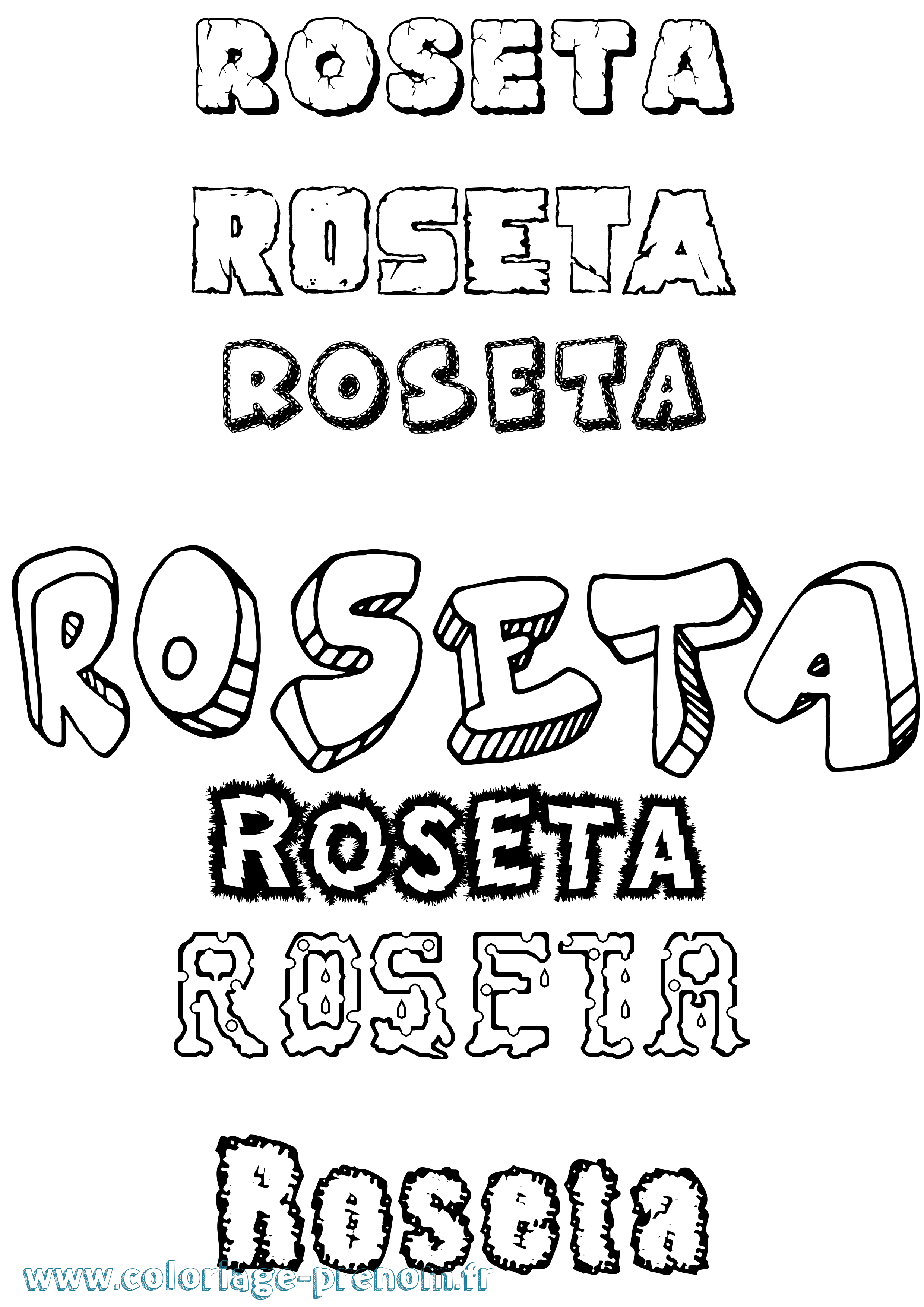 Coloriage prénom Roseta Destructuré